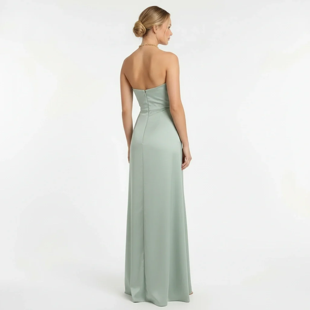 Abito lungo elegante monospalla donna con spacco alto vestito da sera aderente - Image 3