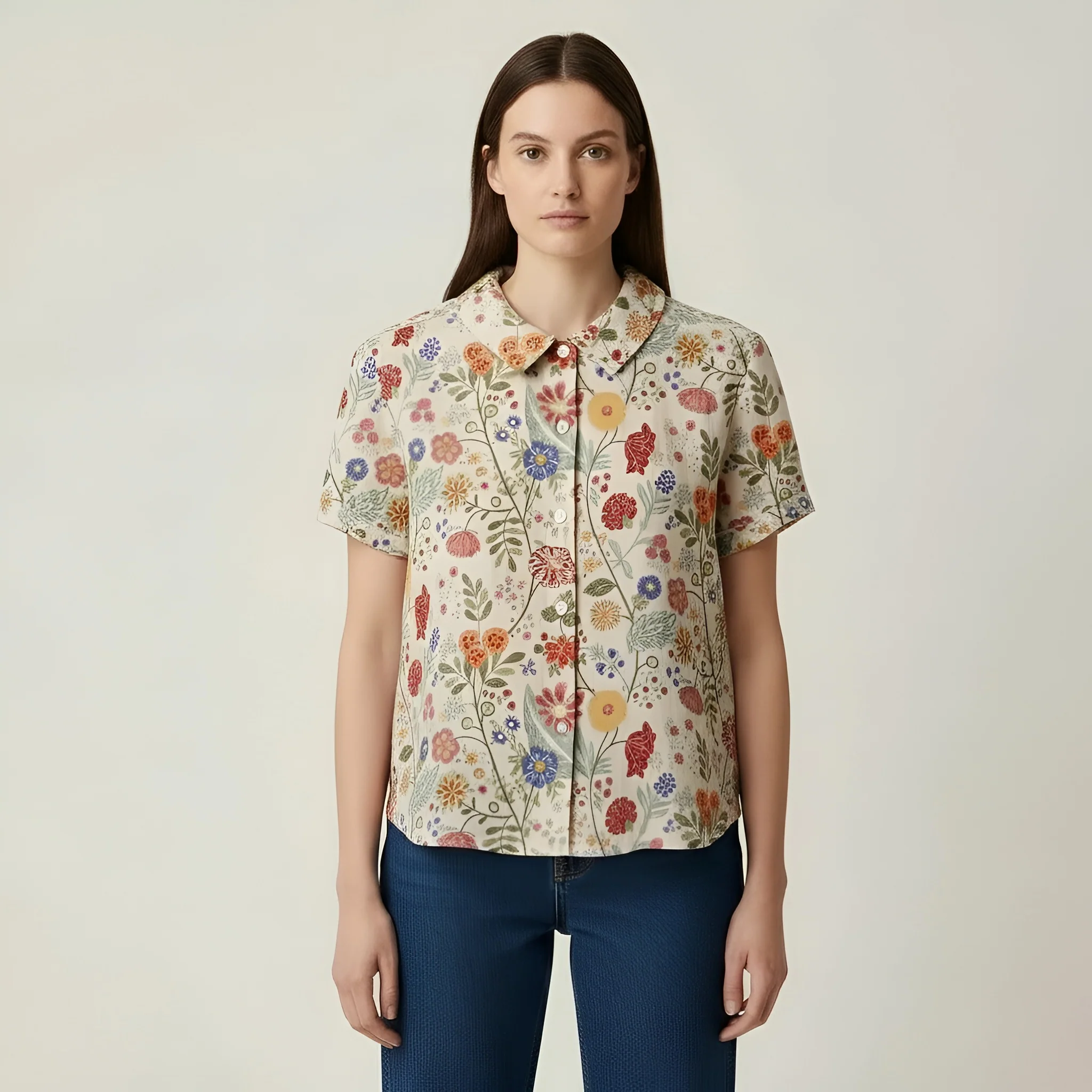 Blusa Donna a Pois Maniche Corte Camicia Casual Colletto Abbigliamento Donna - Image 5