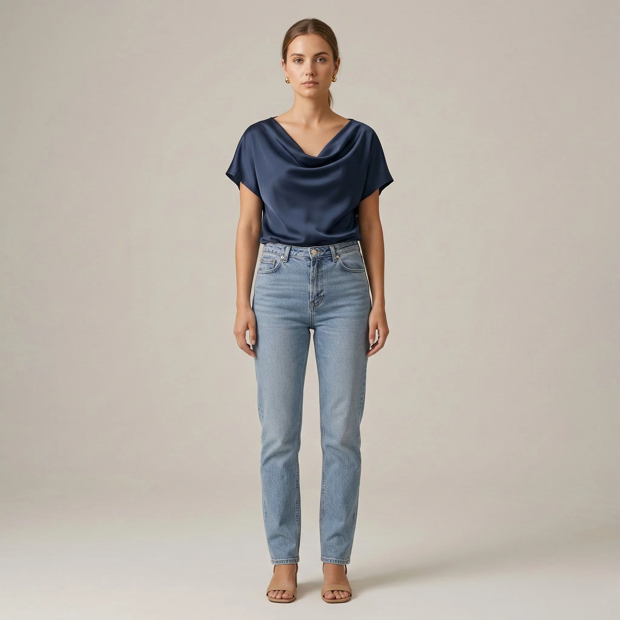 Blusa Donna Elegante con Scollo Drappeggiato Manica Corta Top Casual Elegante - Image 5