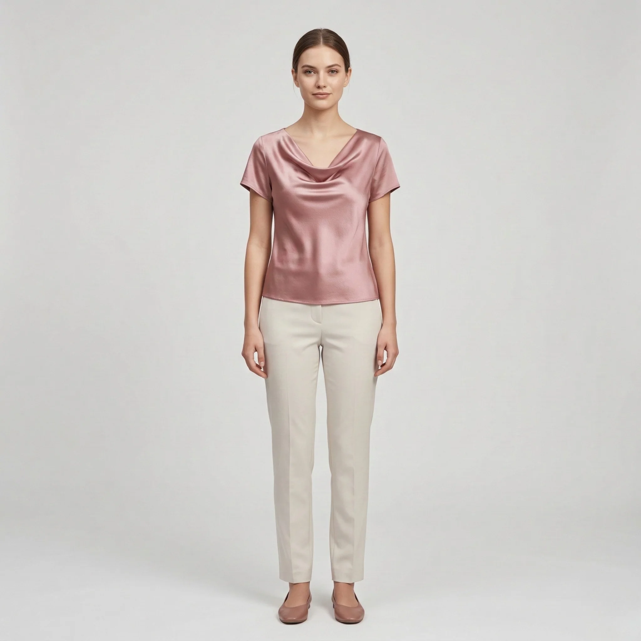 Blusa Donna Elegante con Scollo Drappeggiato Manica Corta Top Casual Elegante - Image 6