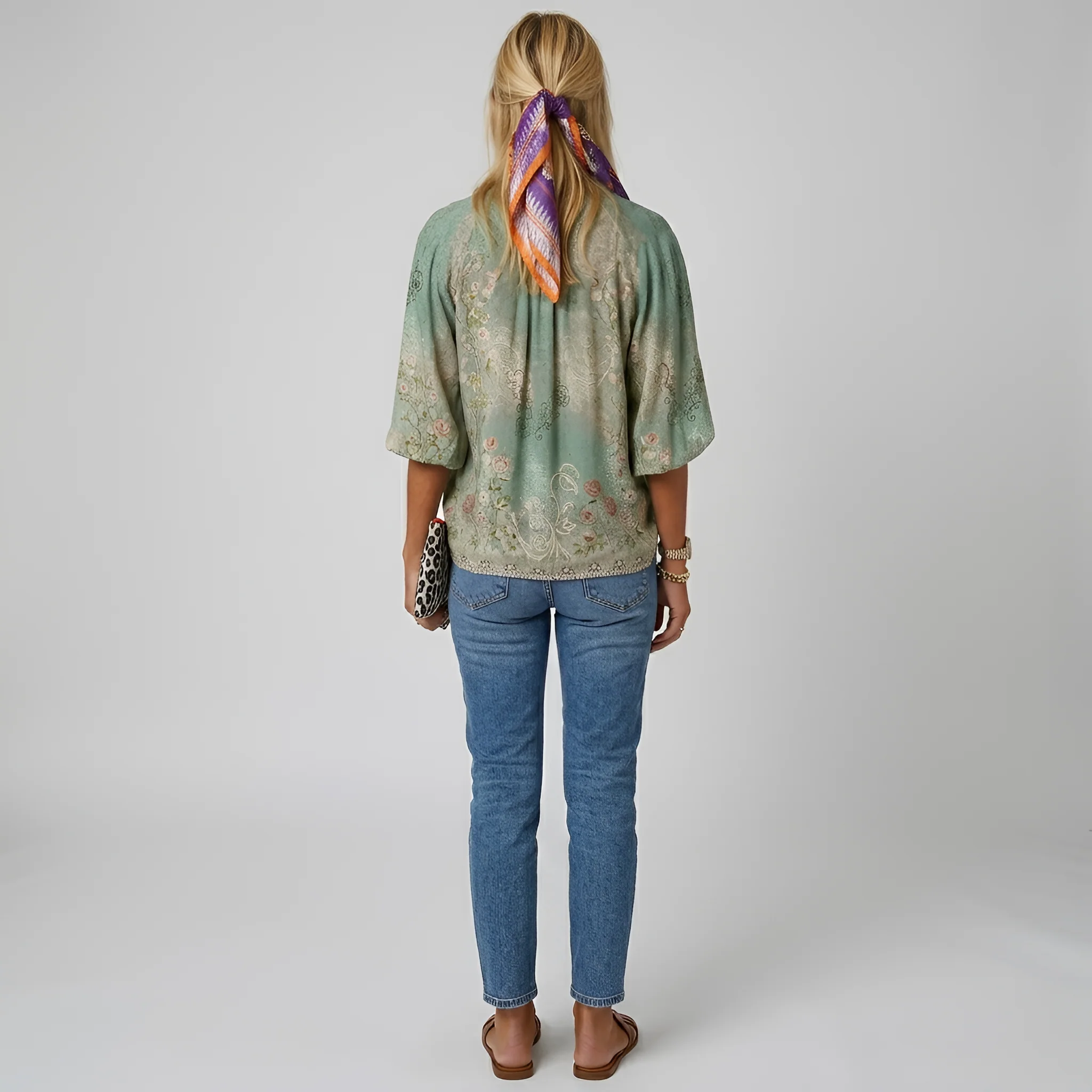 Blusa donna floreale con bottoni manica lunga camicia casual elegante da giorno - Image 3