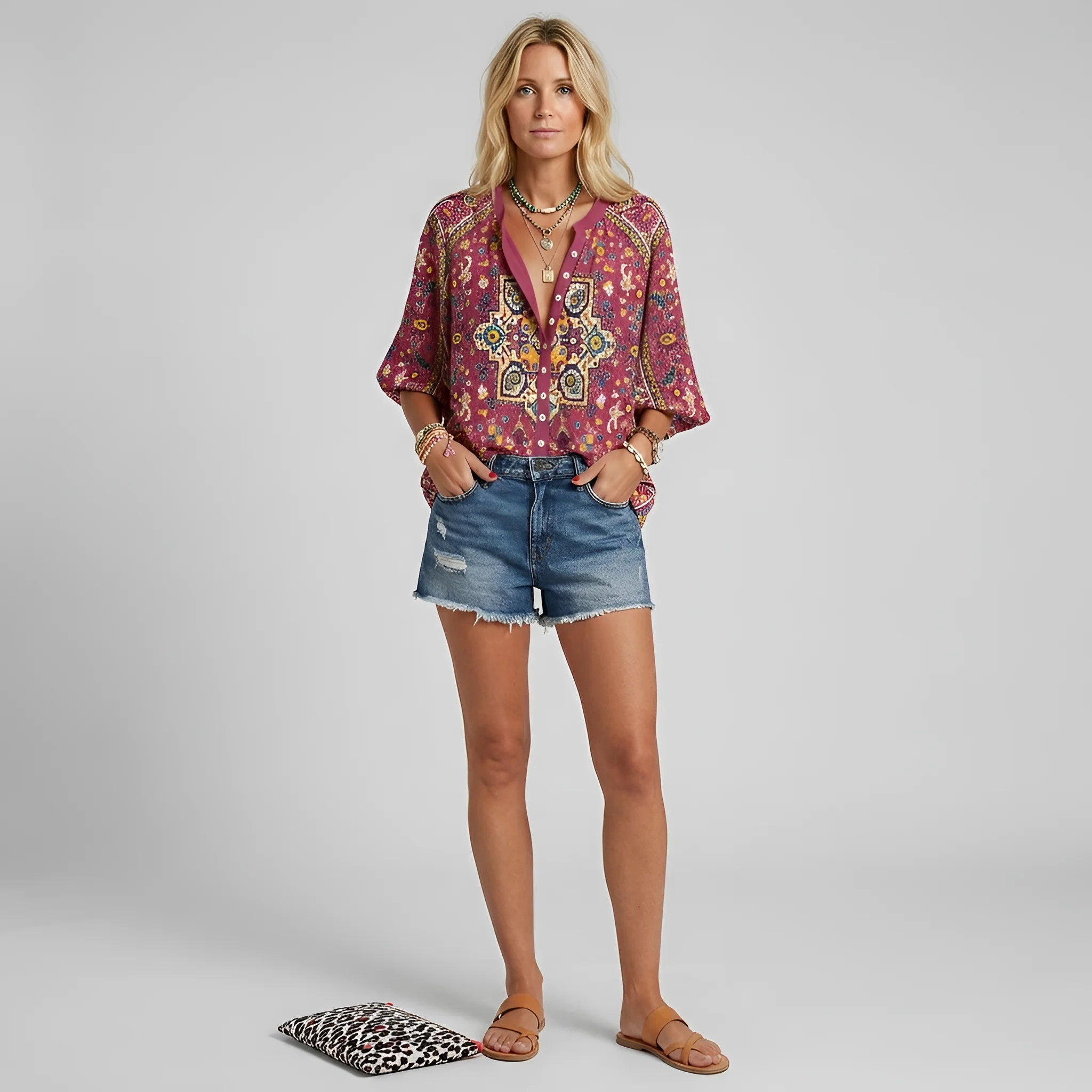 Blusa donna floreale con bottoni manica lunga camicia casual elegante da giorno - Image 5