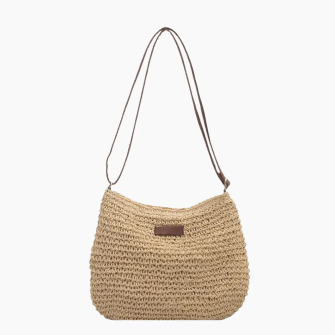 Borsa donna in paglia intrecciata con tracolla regolabile stile estivo - Image 4
