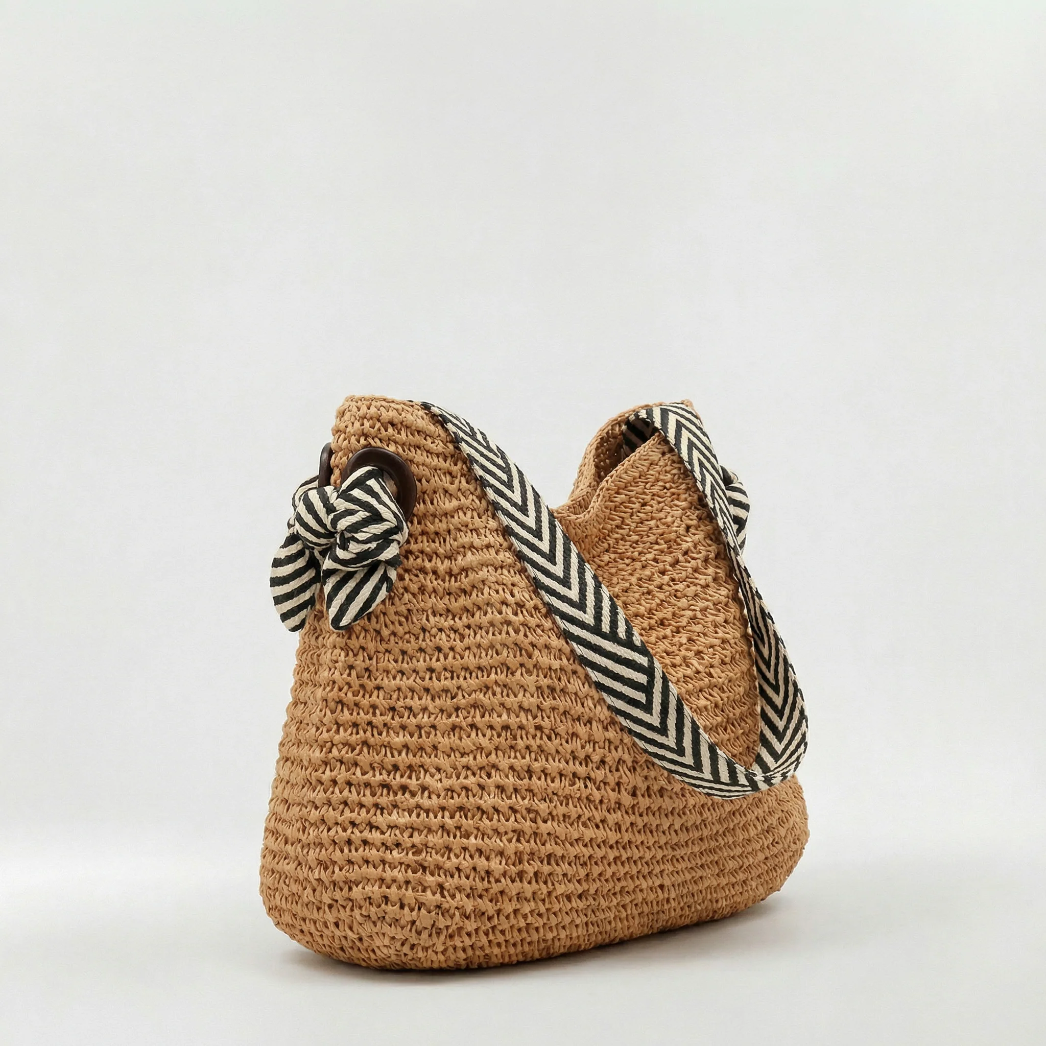 Borsa tote in paglia intrecciata da donna con spalla - Image 3