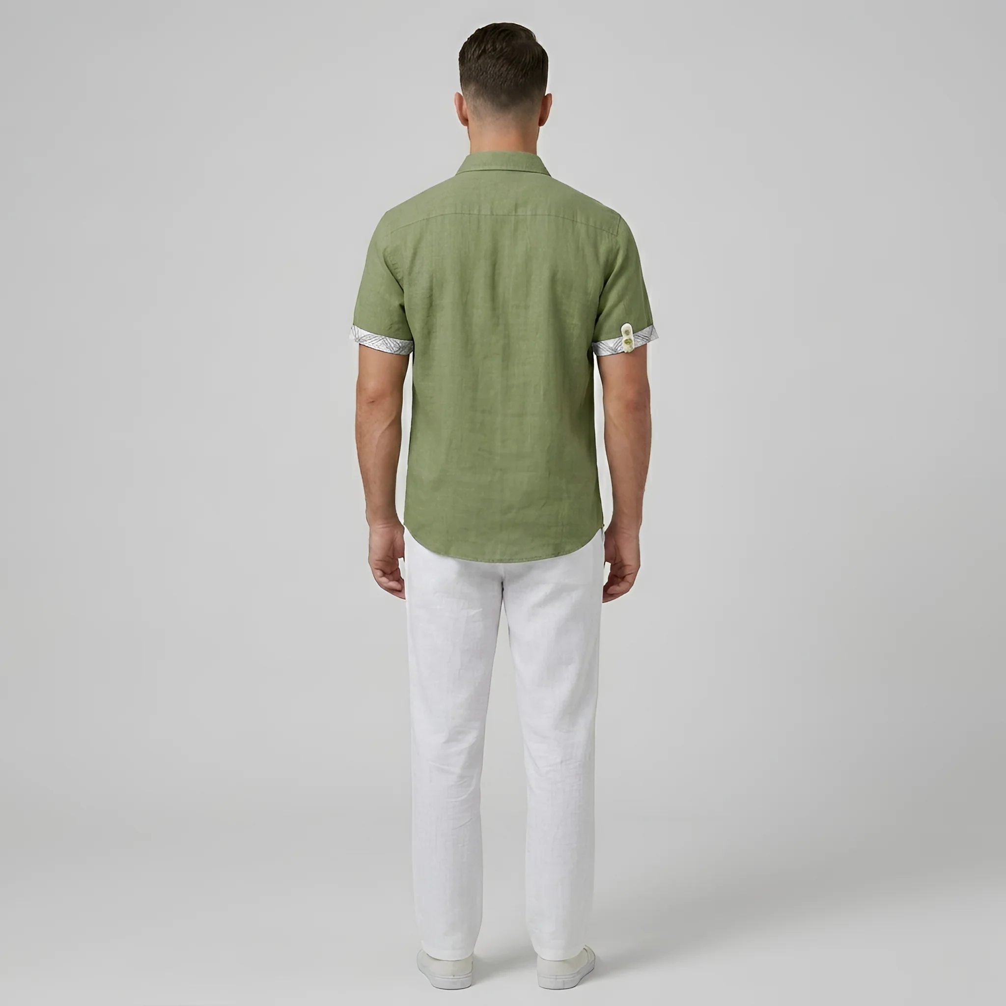 Camicia uomo cotone maniche corte con bottoni camicia estiva casual uomo - Image 3