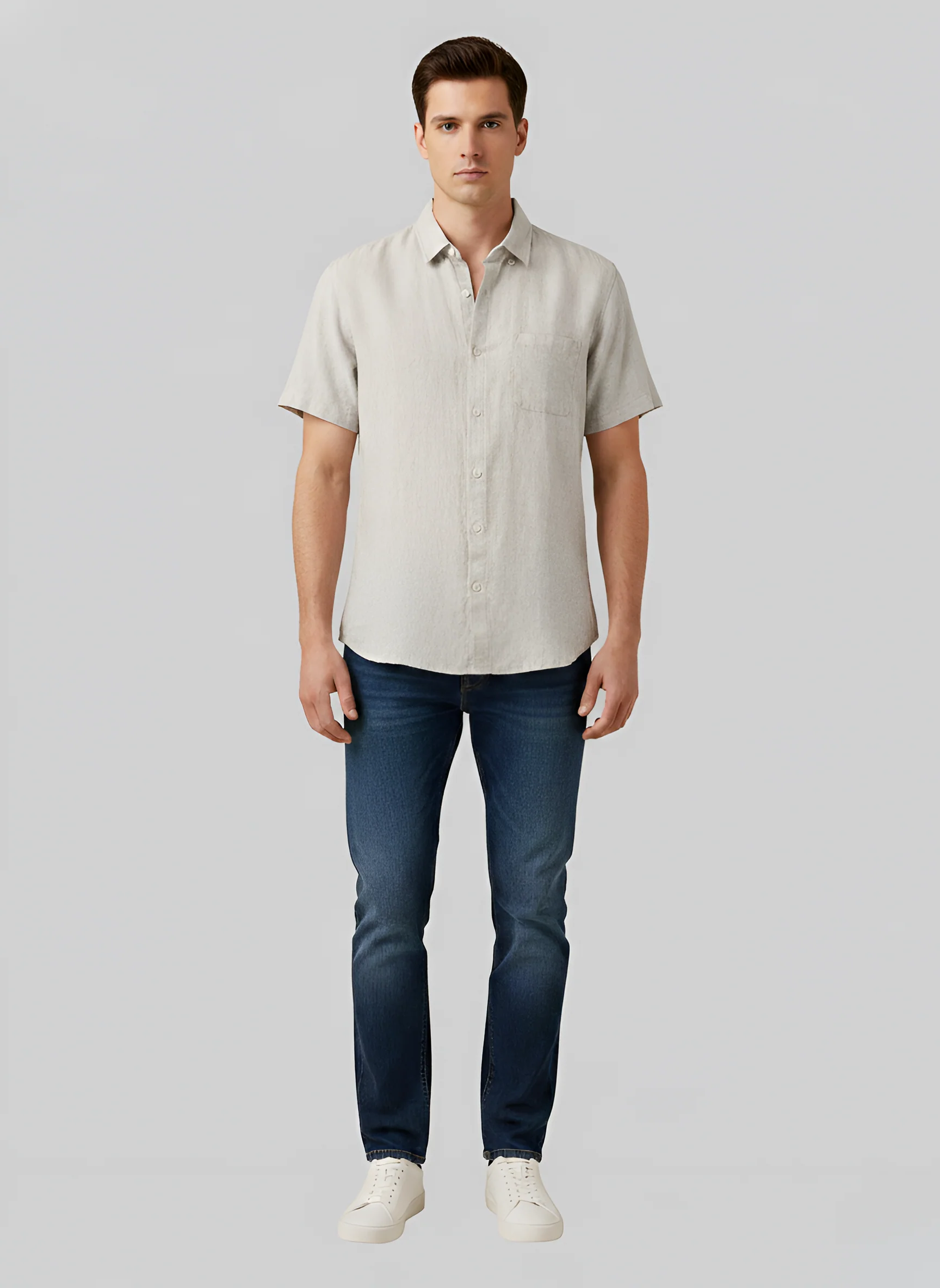 Camicia Uomo in Cotone Manica Corta Vestibilità Regolare con Taschino - Image 4