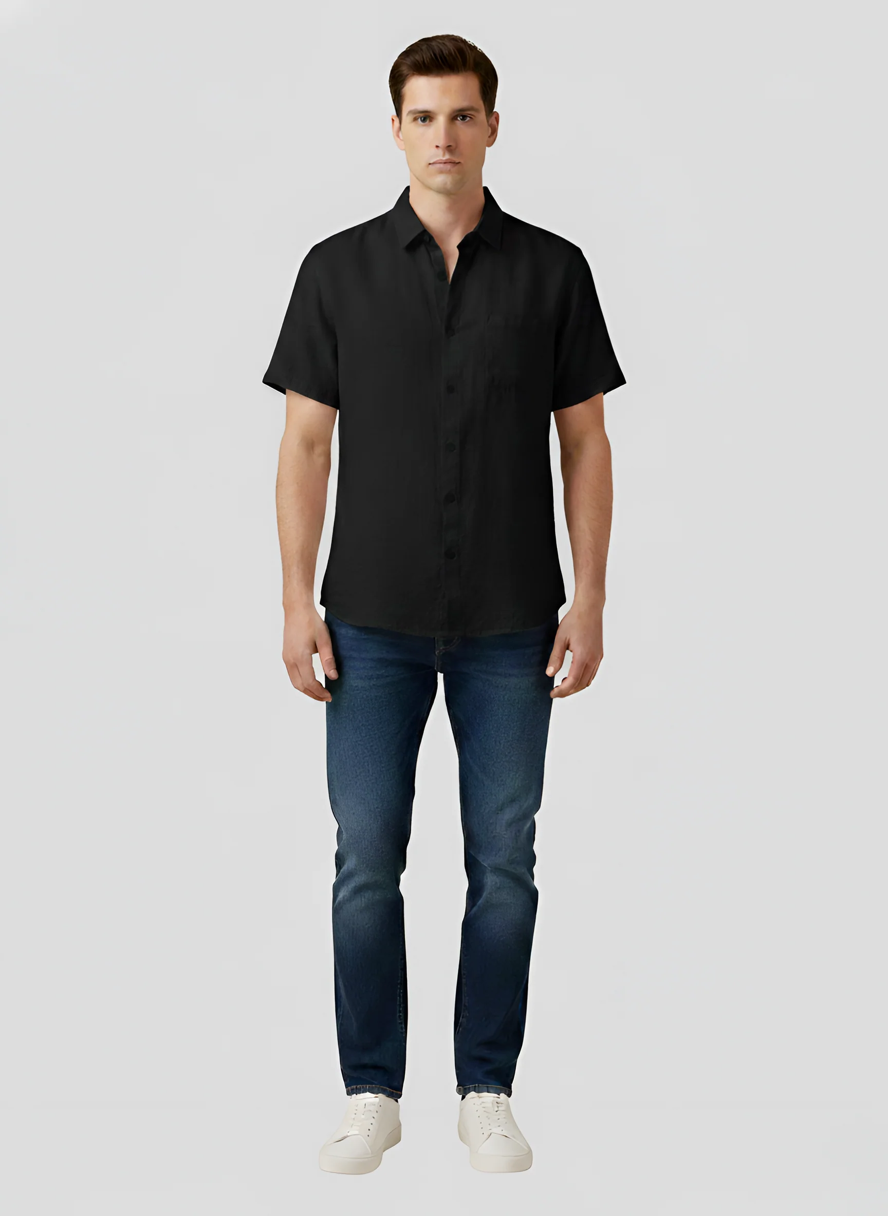 Camicia Uomo in Cotone Manica Corta Vestibilità Regolare con Taschino - Image 5