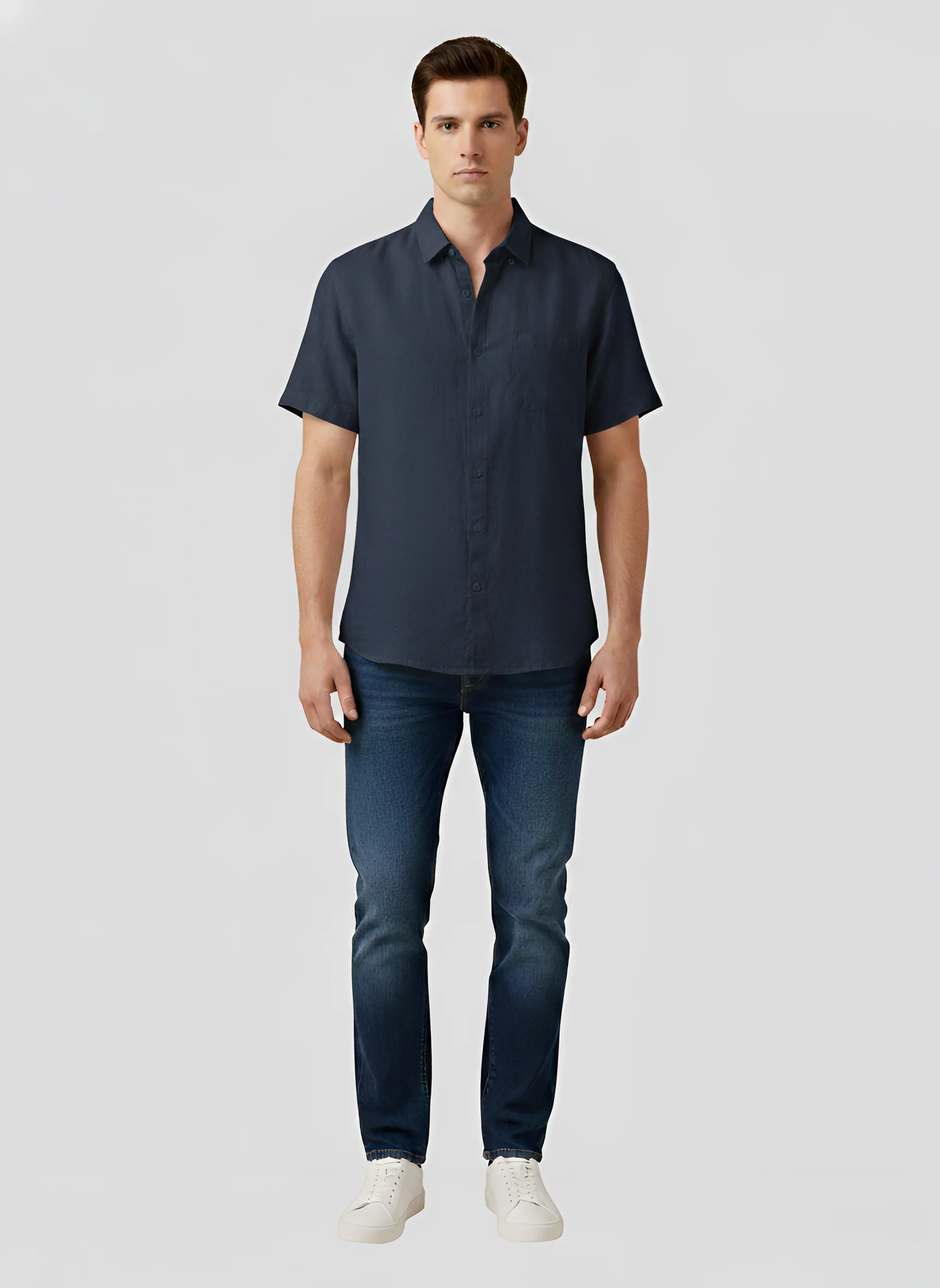 Camicia Uomo in Cotone Manica Corta Vestibilità Regolare con Taschino - Image 6