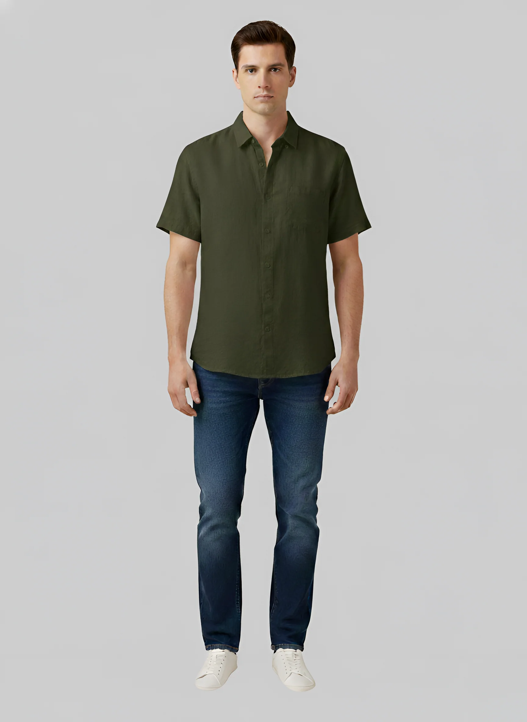 Camicia Uomo in Cotone Manica Corta Vestibilità Regolare con Taschino - Image 7