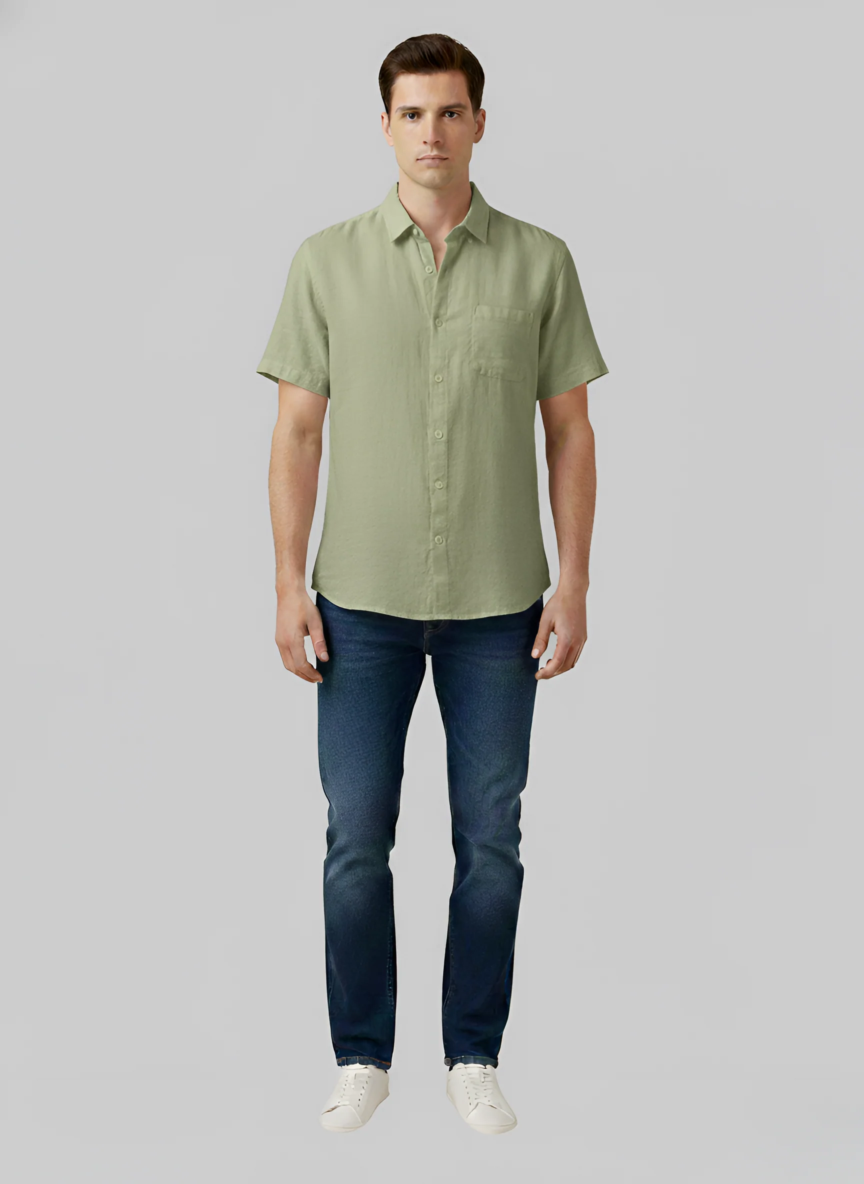 Camicia Uomo in Cotone Manica Corta Vestibilità Regolare con Taschino - Image 8