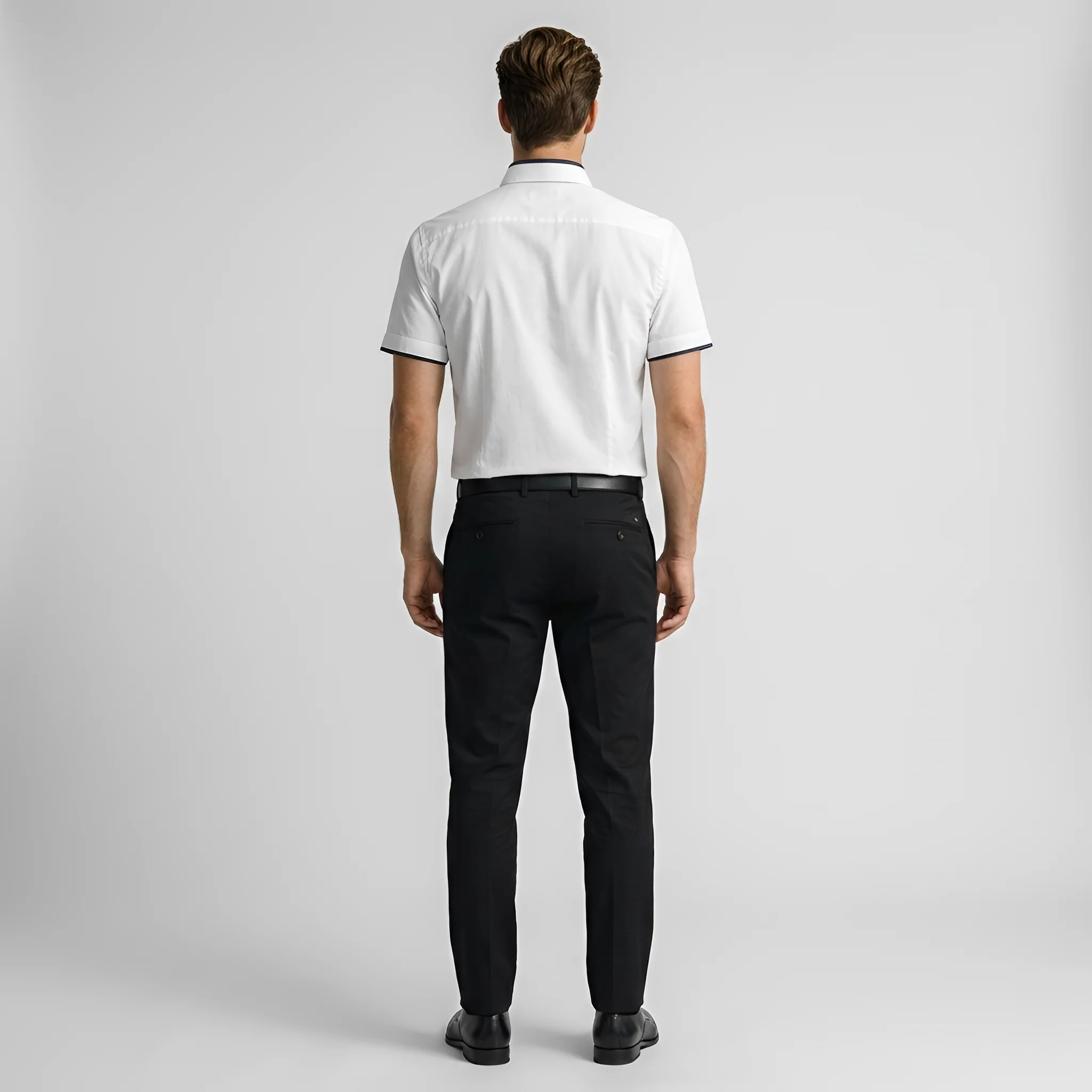 Camicia Uomo Maniche Corte in Cotone con Colletto Button Down Slim Fit - Image 3