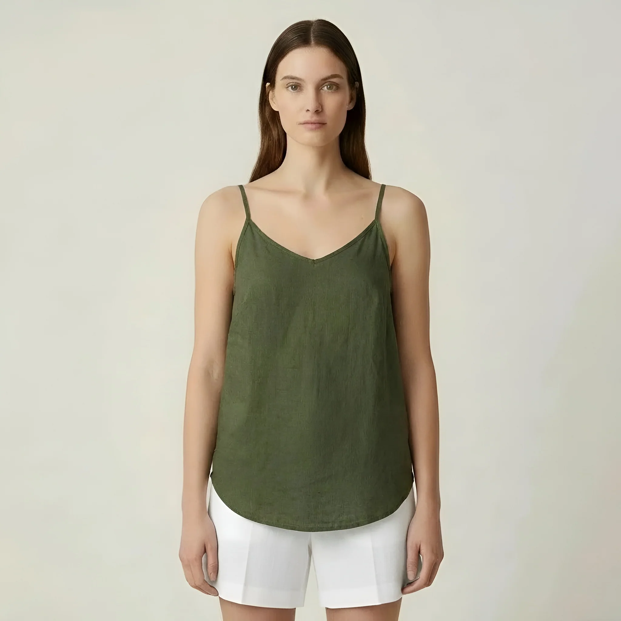 Canotta donna lino estiva spalline sottili top casual leggero traspirante - Image 5