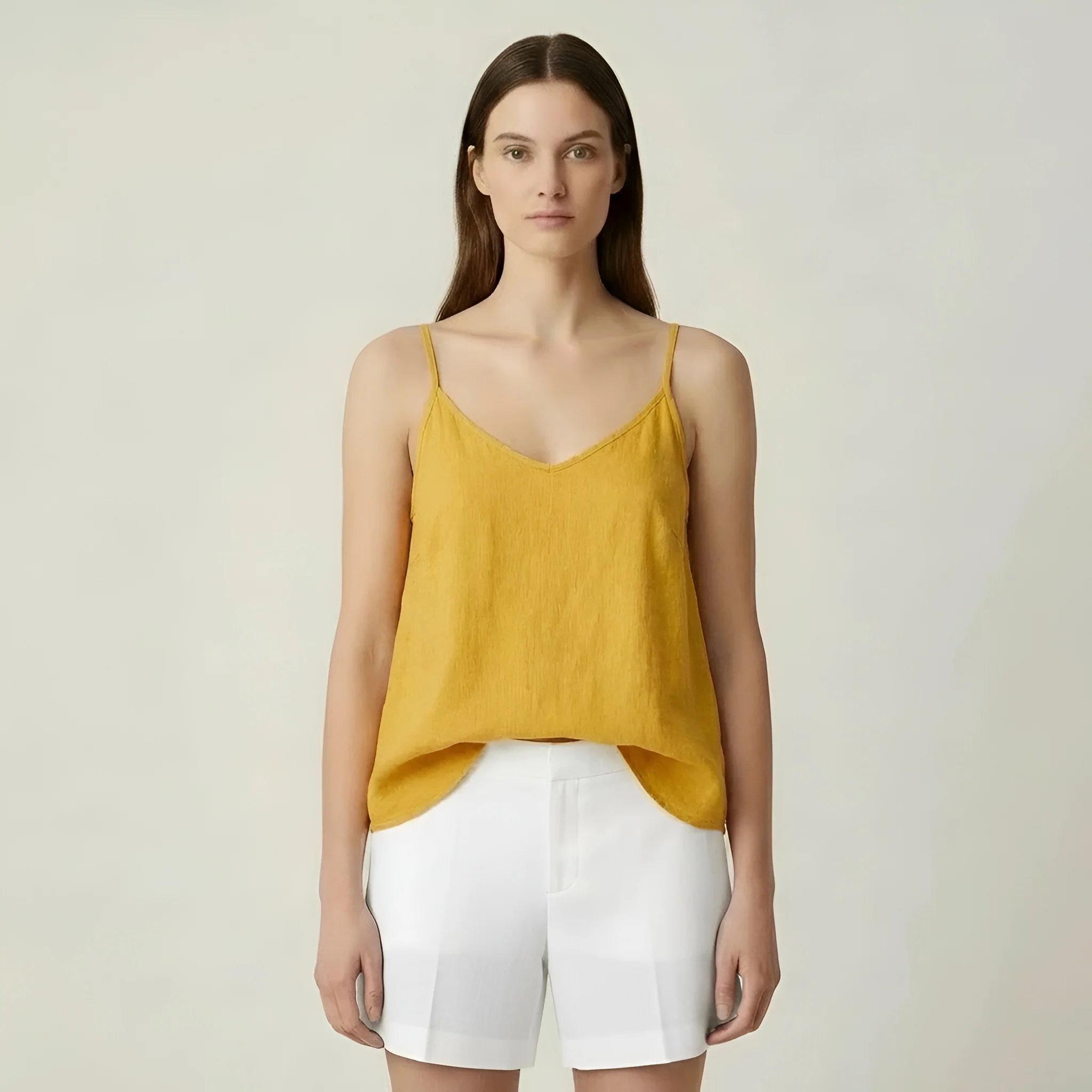 Canotta donna lino estiva spalline sottili top casual leggero traspirante - Image 6