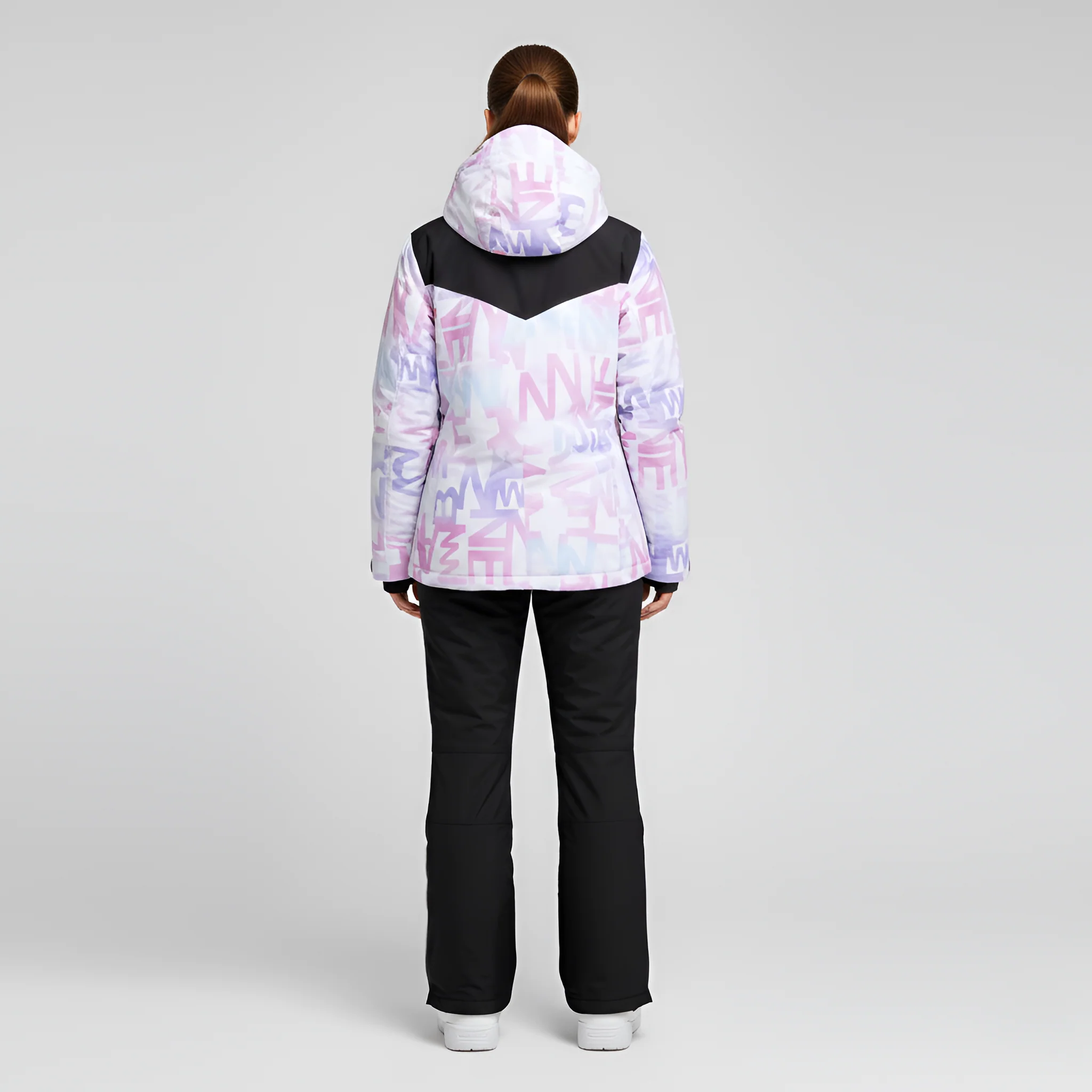 Completo sci donna giacca e pantaloni impermeabili con cappuccio - Image 3