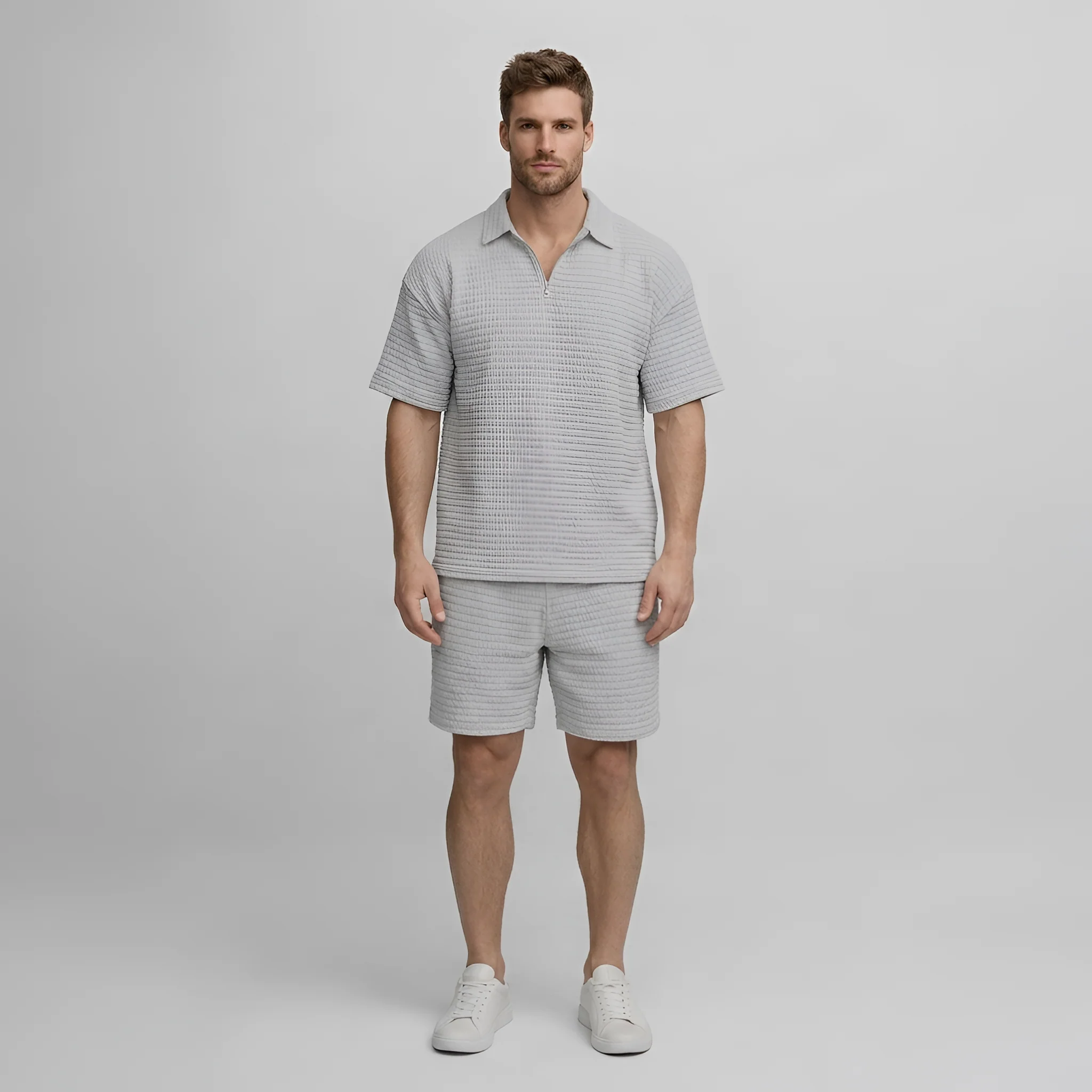 Completo uomo estivo con polo a maniche corte e bermuda coordinati