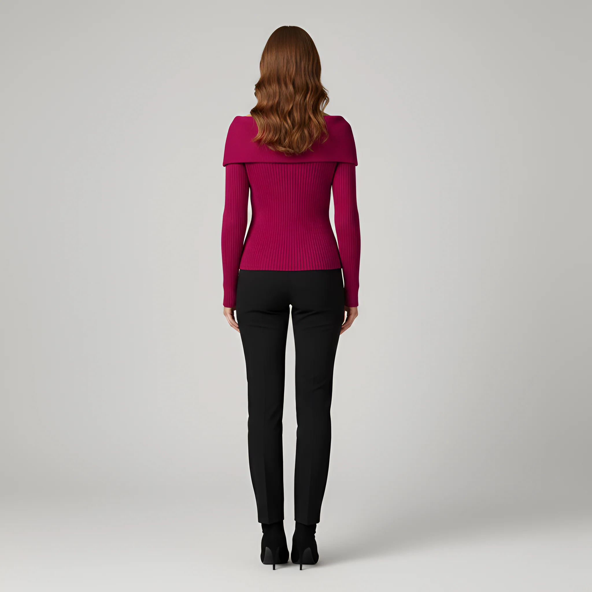 Giacca cardigan donna a coste con bottoni scollo a V fit aderente - Image 11