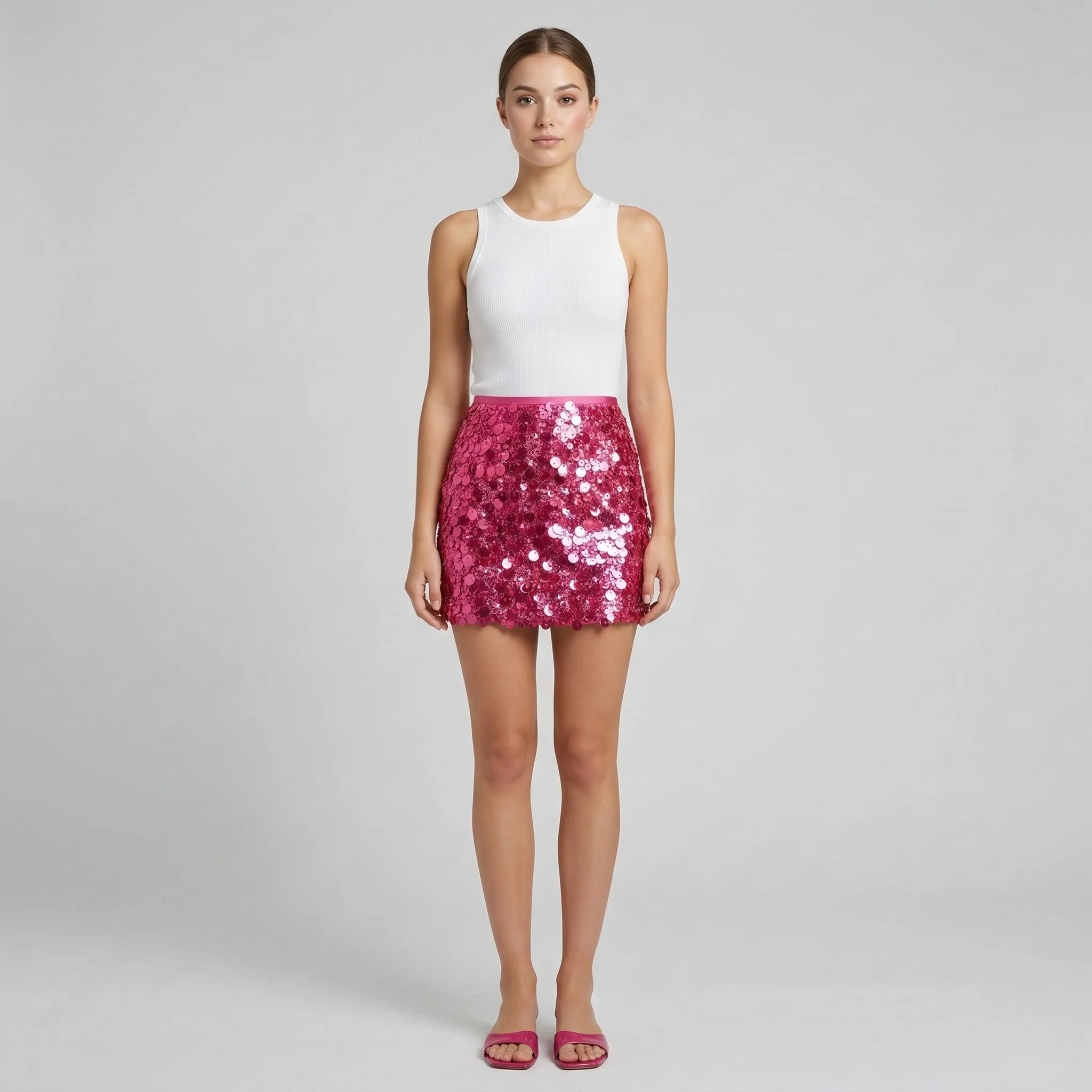 Gonna corta donna con paillettes mini gonna elegante aderente per festa e sera - Image 7