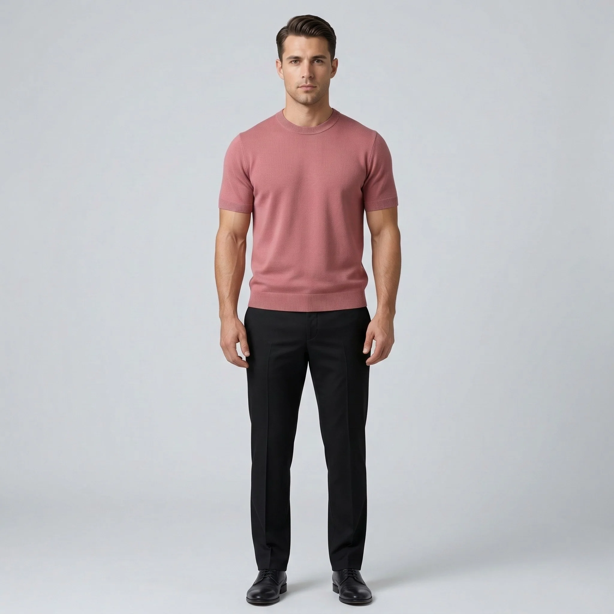 Maglia uomo in cotone maniche corte girocollo maglione leggero casual vestibilità slim - Image 4