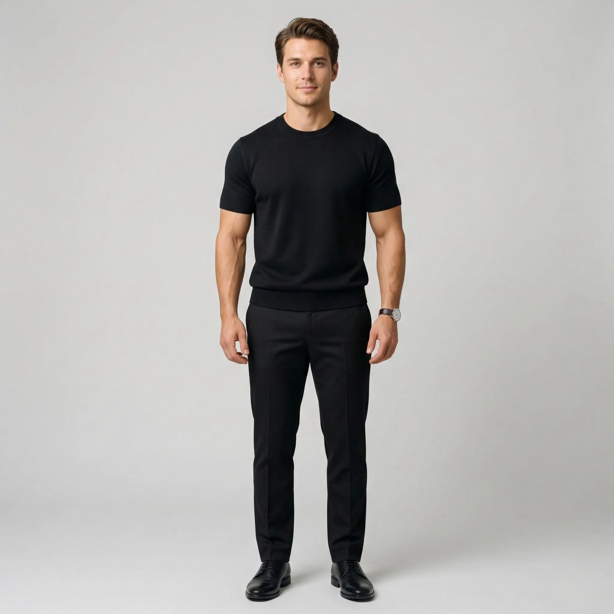 Maglia uomo in cotone maniche corte girocollo maglione leggero casual vestibilità slim - Image 5