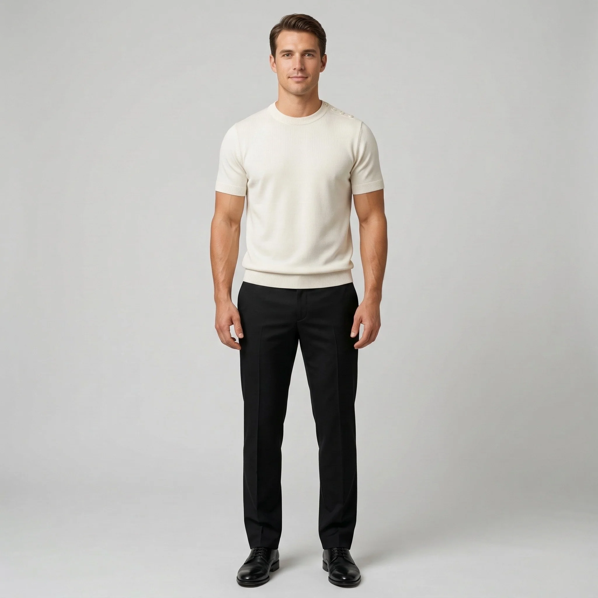 Maglia uomo in cotone maniche corte girocollo maglione leggero casual vestibilità slim - Image 6