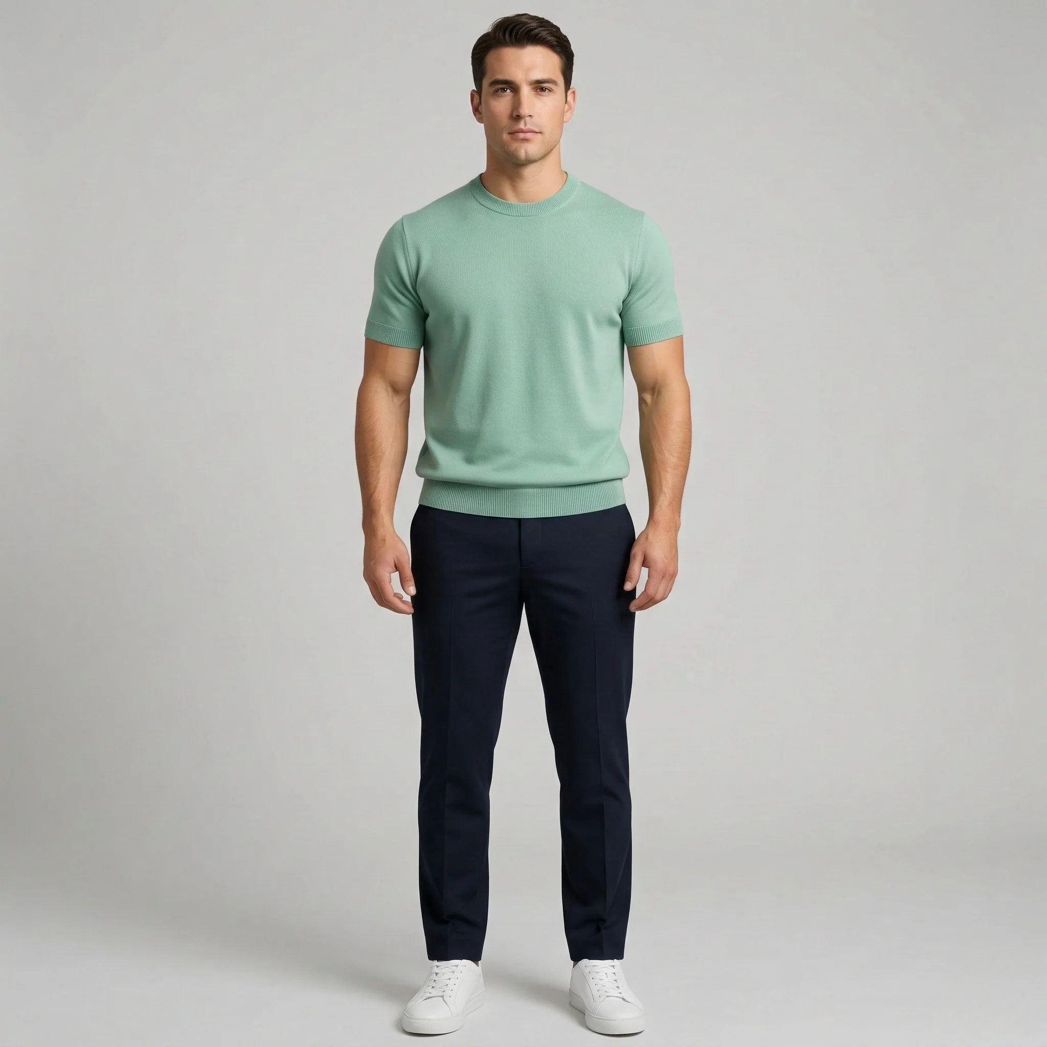 Maglia uomo in cotone maniche corte girocollo maglione leggero casual vestibilità slim - Image 7