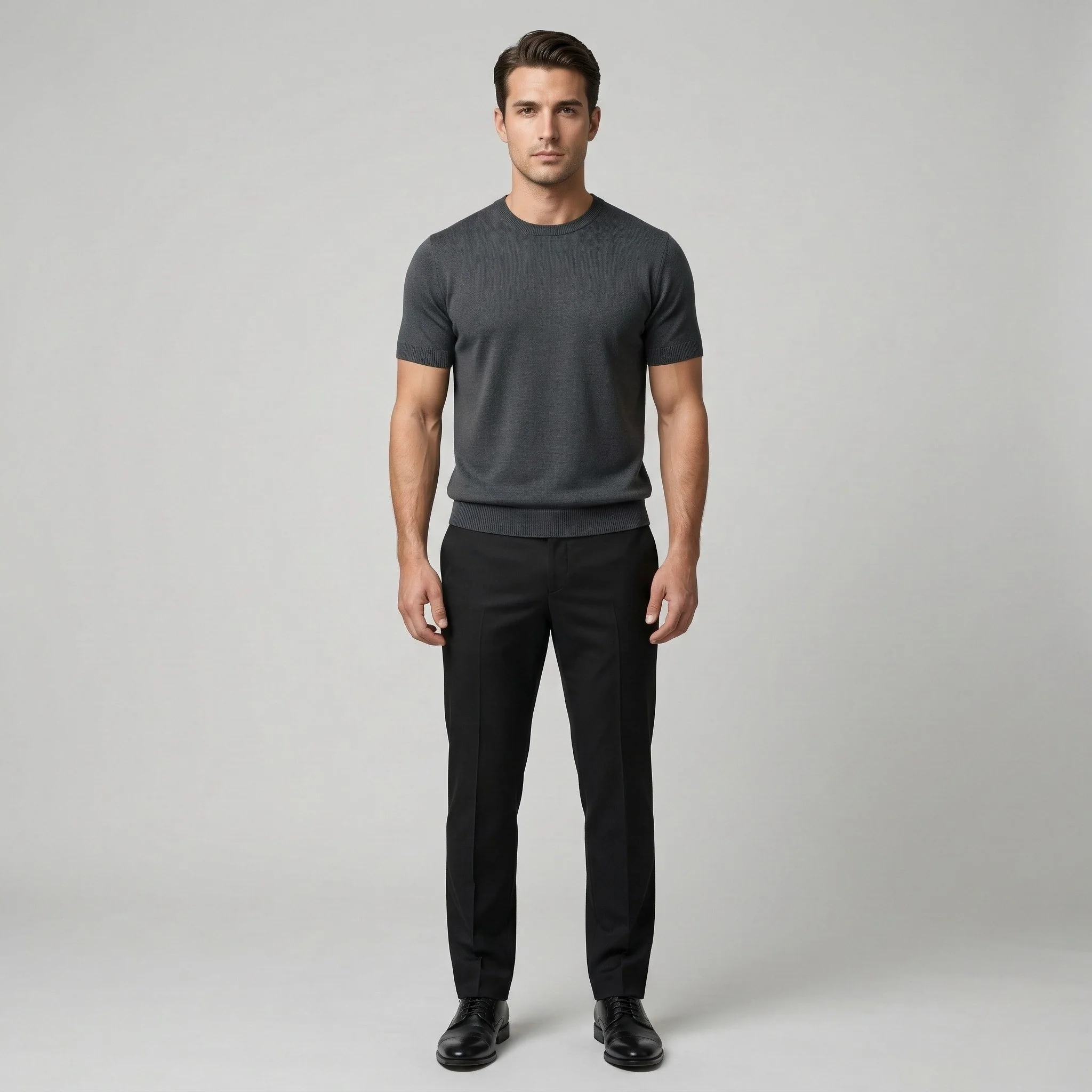 Maglia uomo in cotone maniche corte girocollo maglione leggero casual vestibilità slim - Image 8