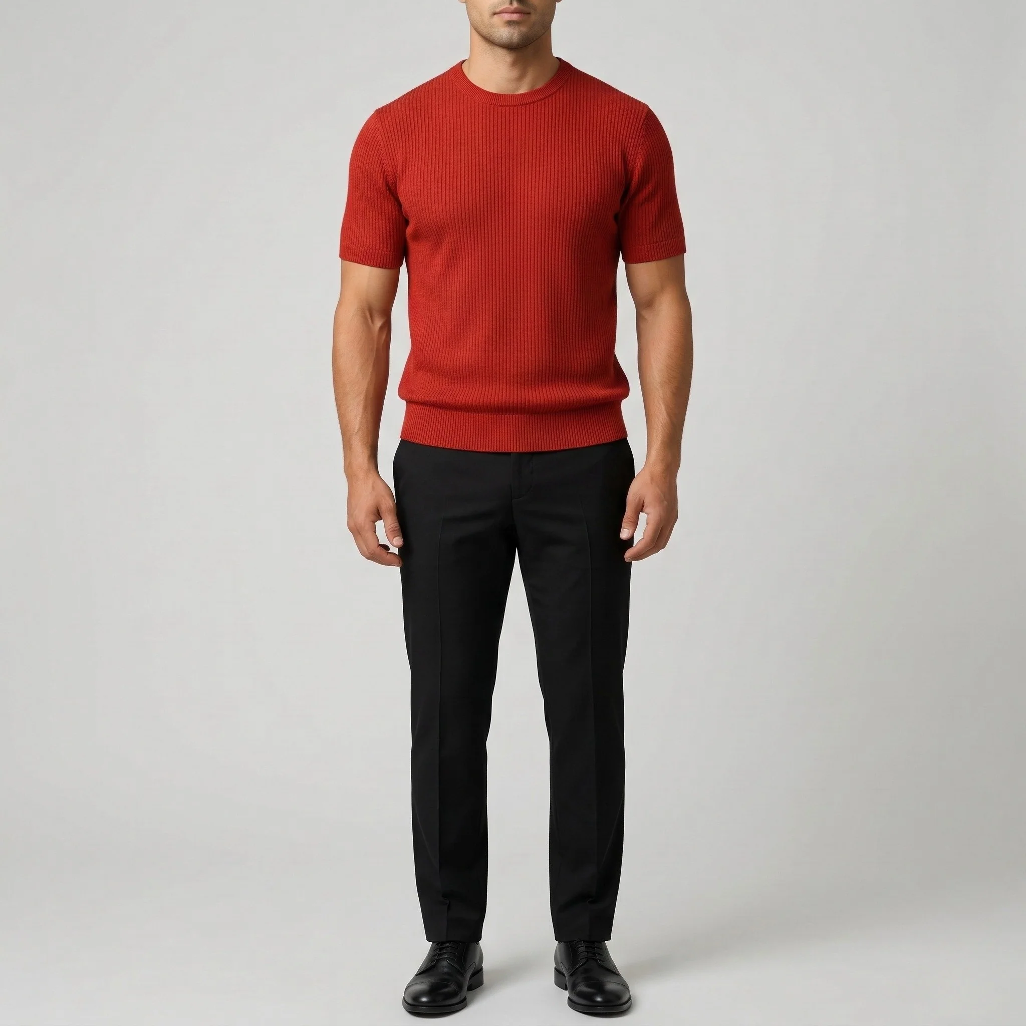 Maglia uomo in cotone maniche corte girocollo maglione leggero casual vestibilità slim - Image 9