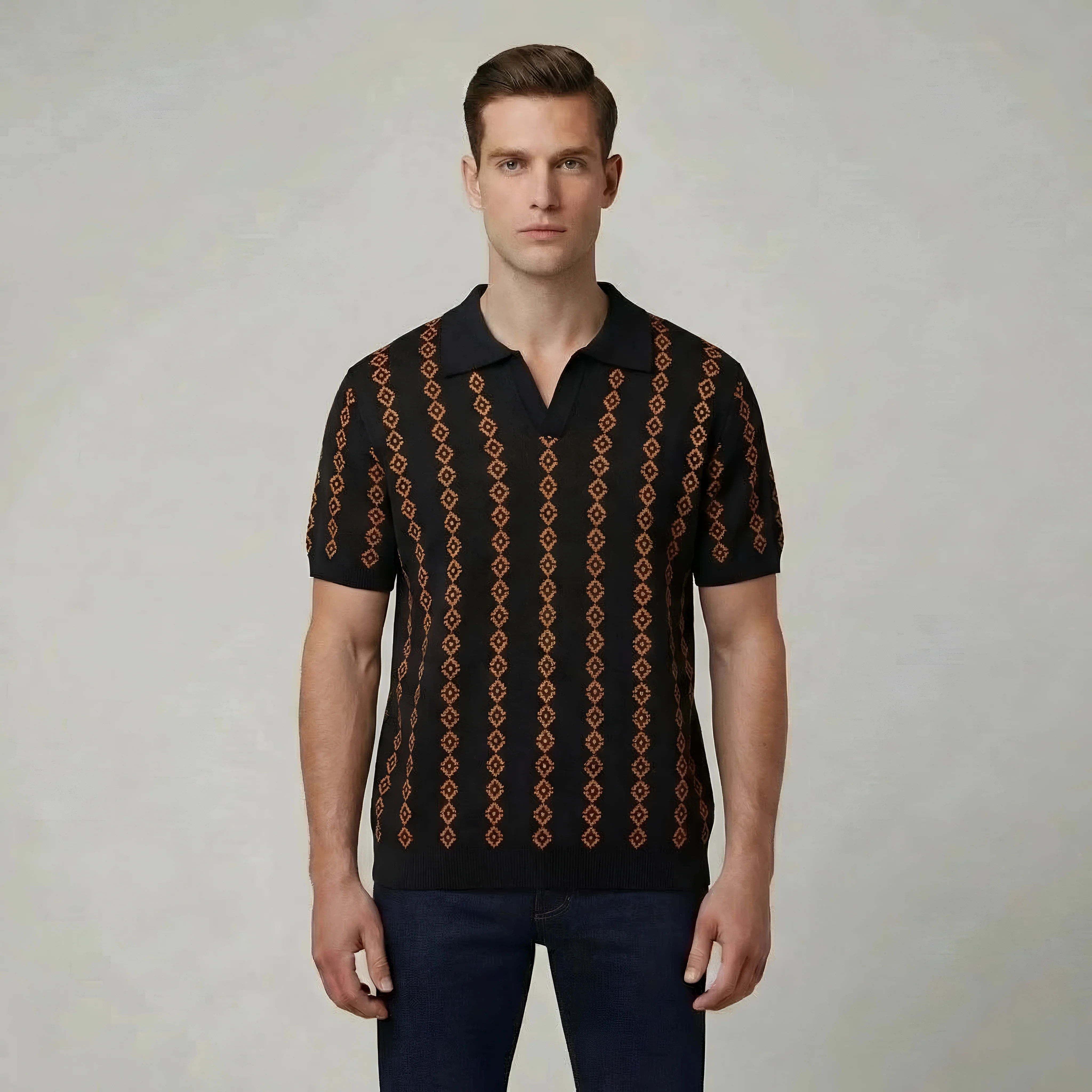 Polo uomo maglia traforata manica corta colletto camicia casual estiva uomo - Image 4