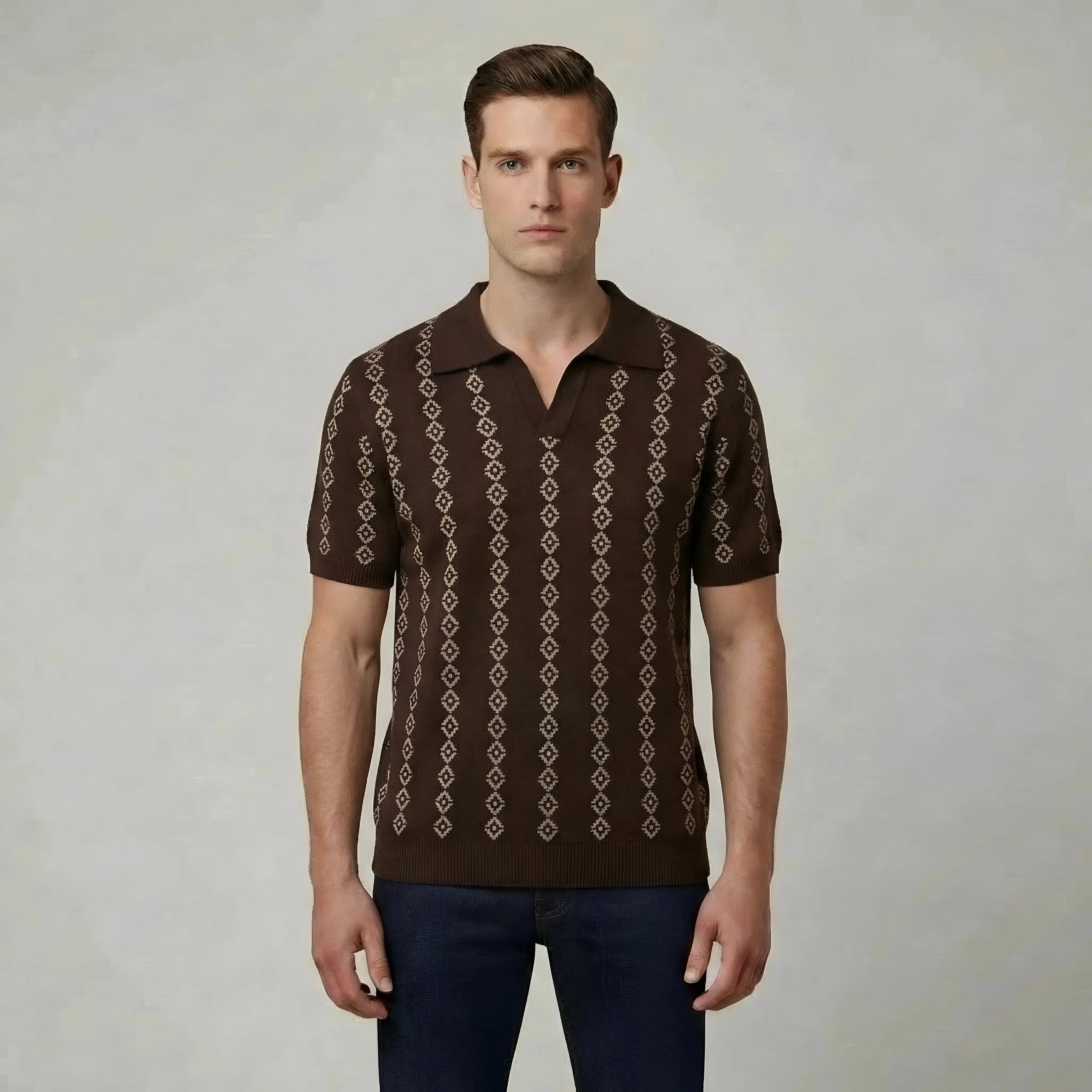 Polo uomo maglia traforata manica corta colletto camicia casual estiva uomo - Image 5