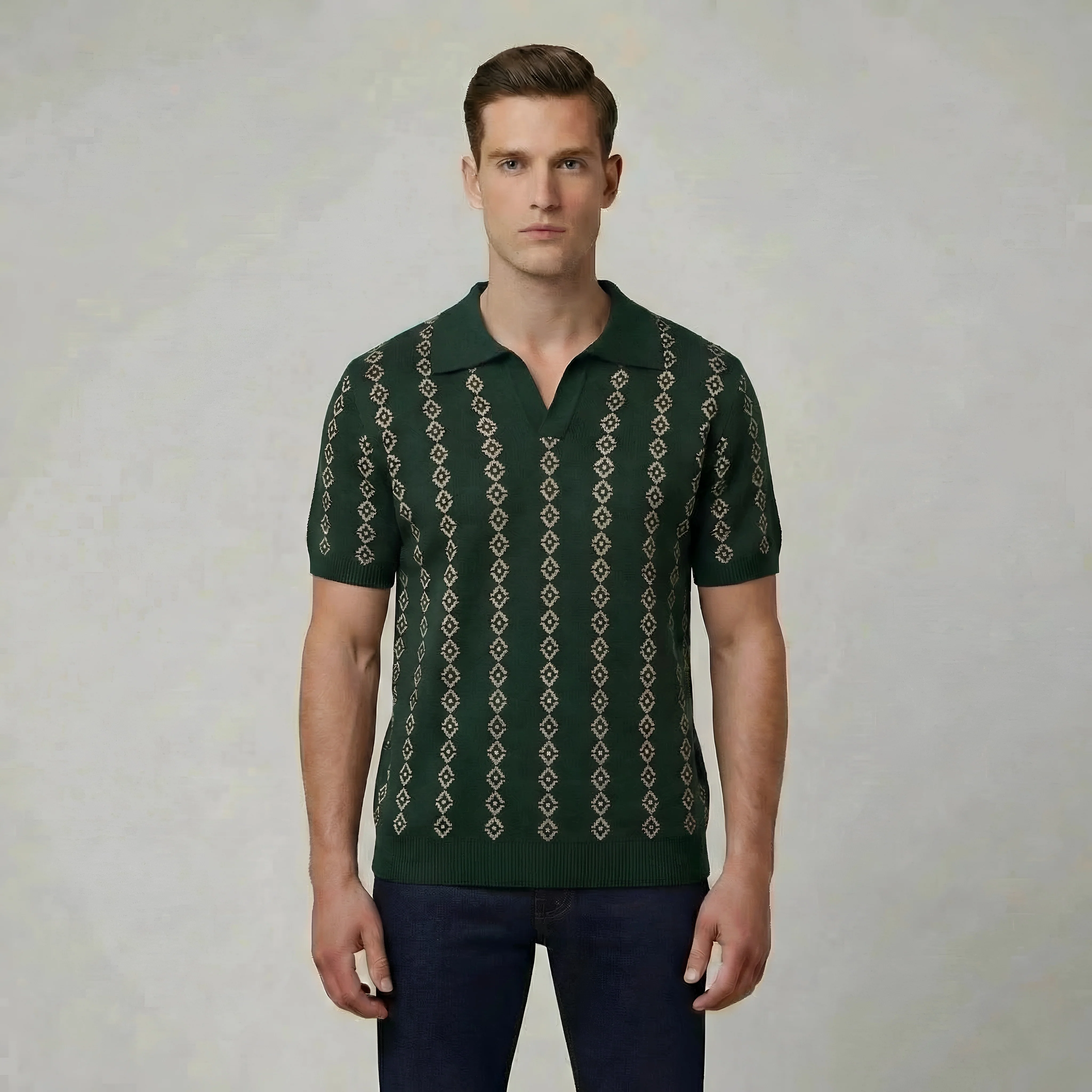 Polo uomo maglia traforata manica corta colletto camicia casual estiva uomo - Image 6