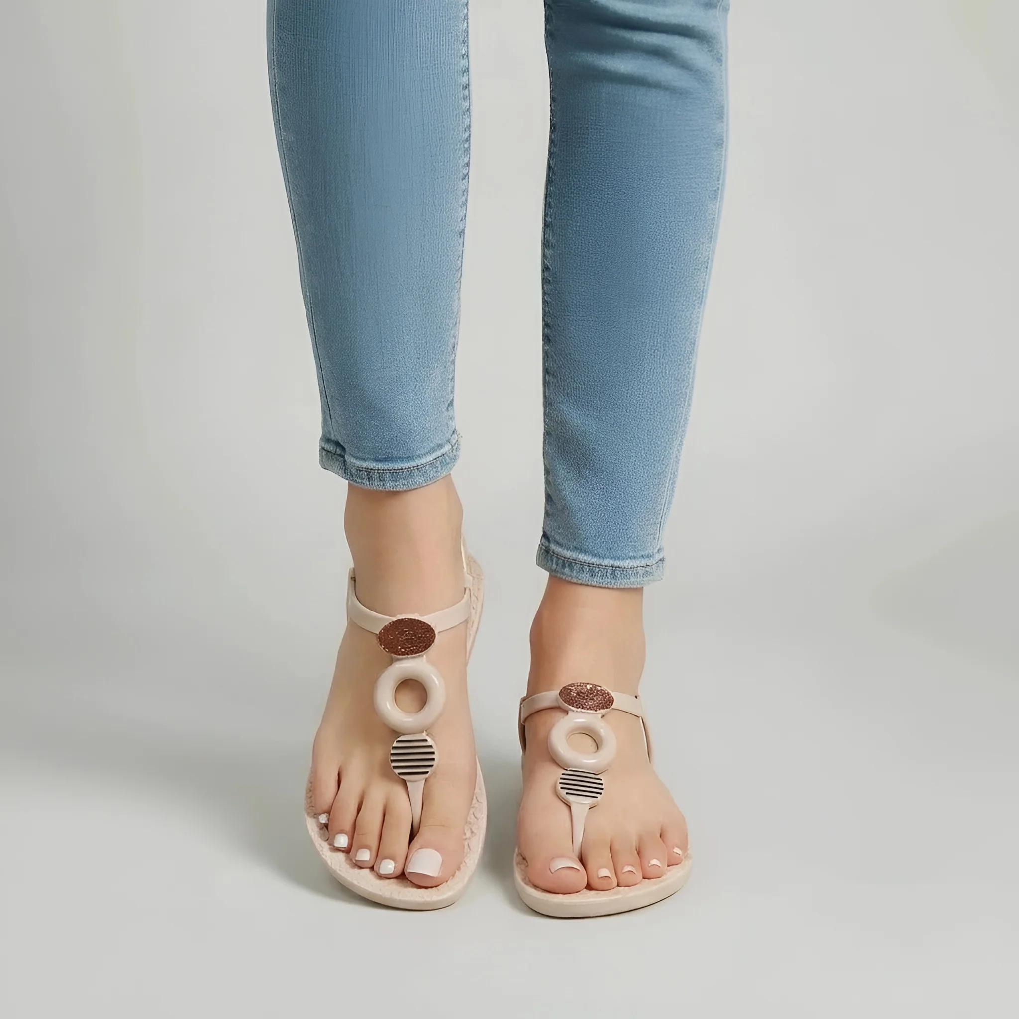 Sandali infradito donna flat con cinturino e decorazioni casual estive - Image 4