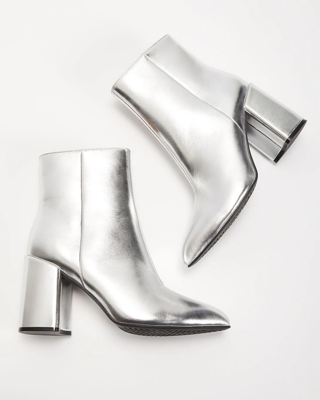 Stivaletti Argento Metallizzato da Donna | Stivaletti con Tacco Largo e Cerniera - Image 4