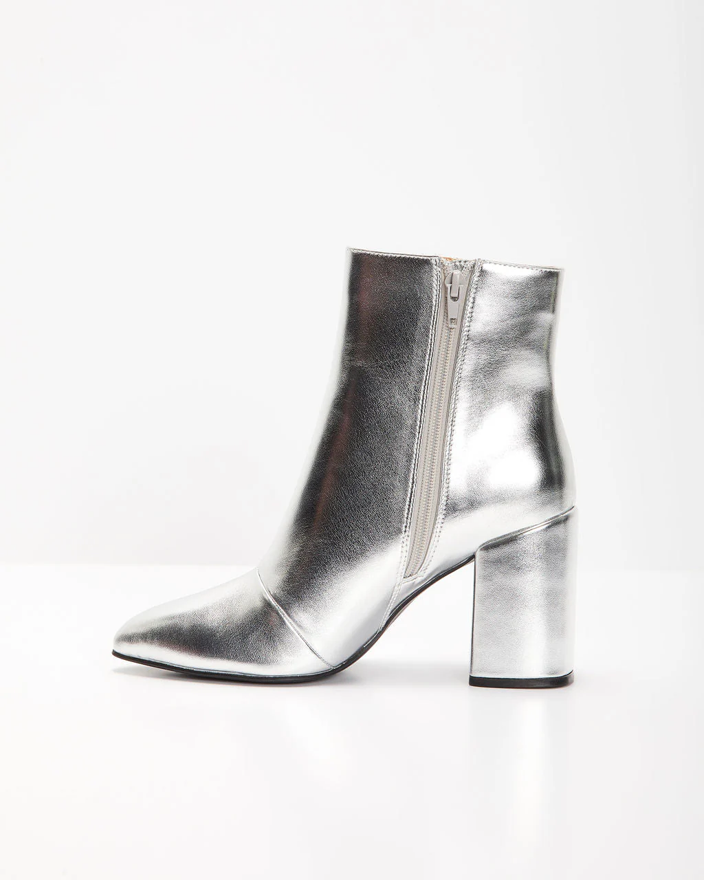 Stivaletti Argento Metallizzato da Donna | Stivaletti con Tacco Largo e Cerniera - Image 5