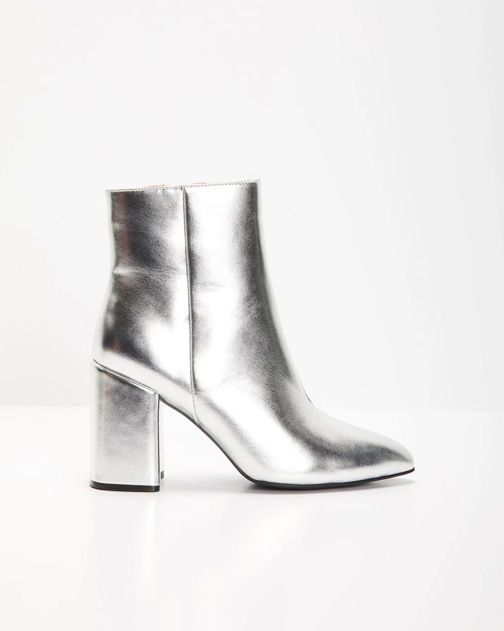 Stivaletti Argento Metallizzato da Donna | Stivaletti con Tacco Largo e Cerniera - Image 6