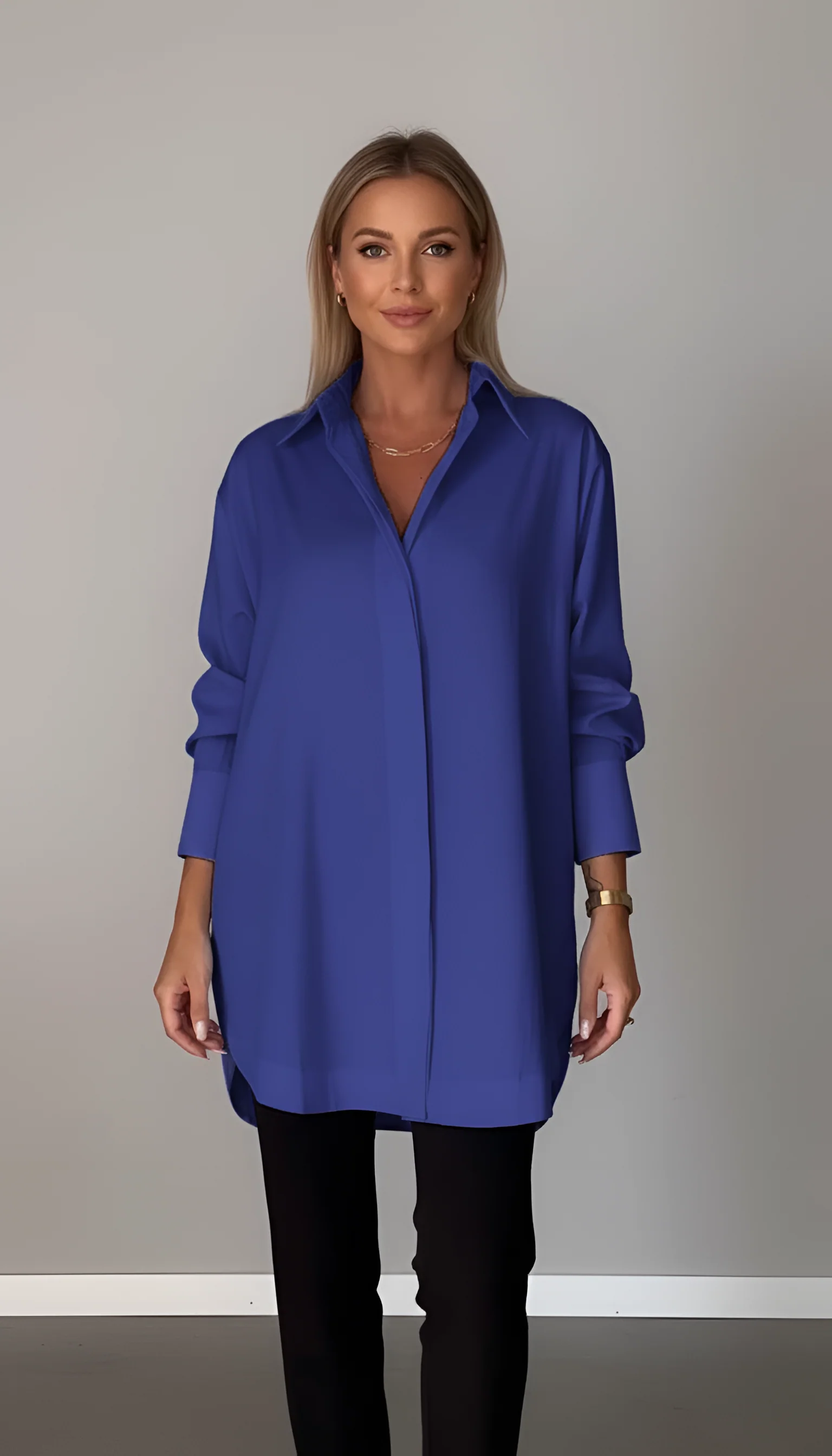 Valerios Fashion camicia donna oversize in cotone con colletto classico - Image 4
