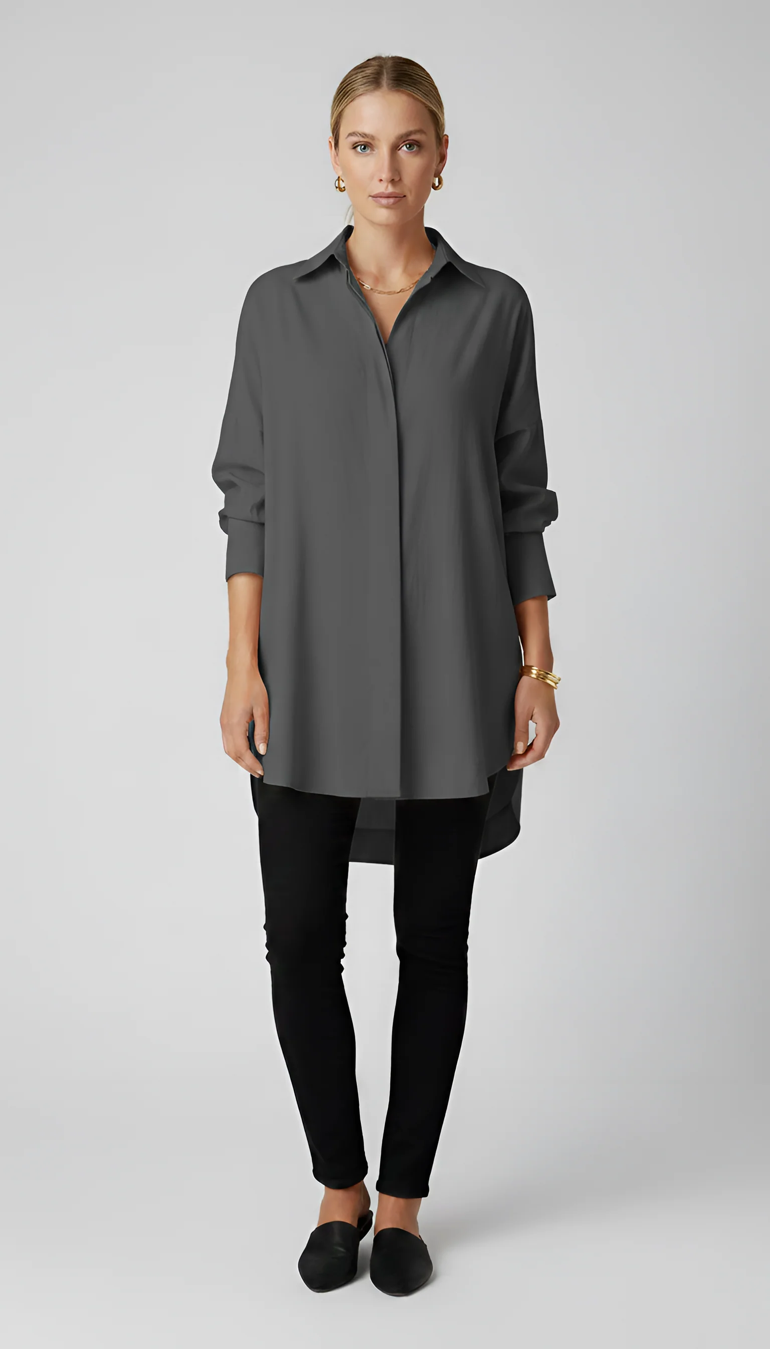 Valerios Fashion camicia donna oversize in cotone con colletto classico - Image 6
