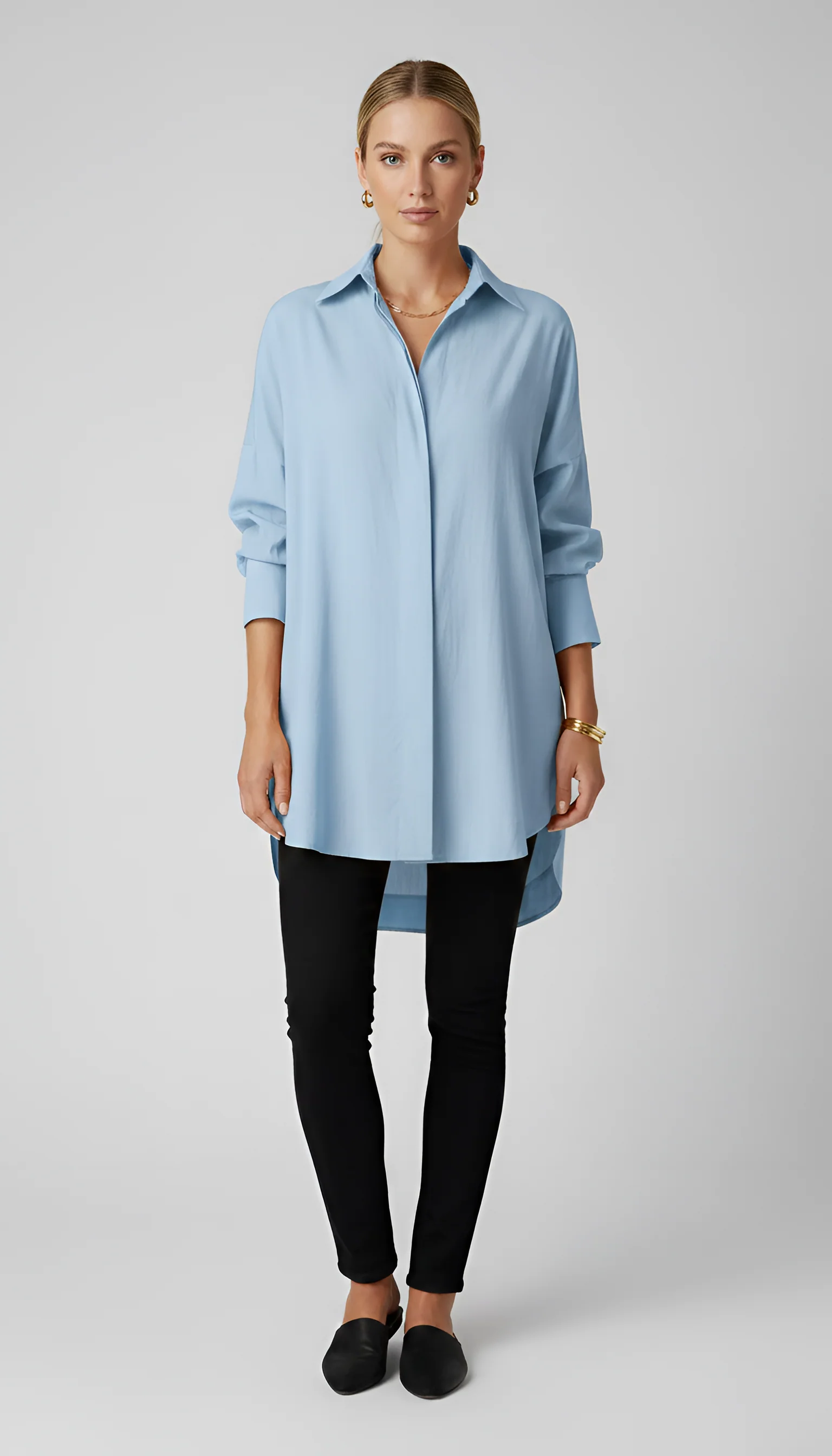 Valerios Fashion camicia donna oversize in cotone con colletto classico - Image 8