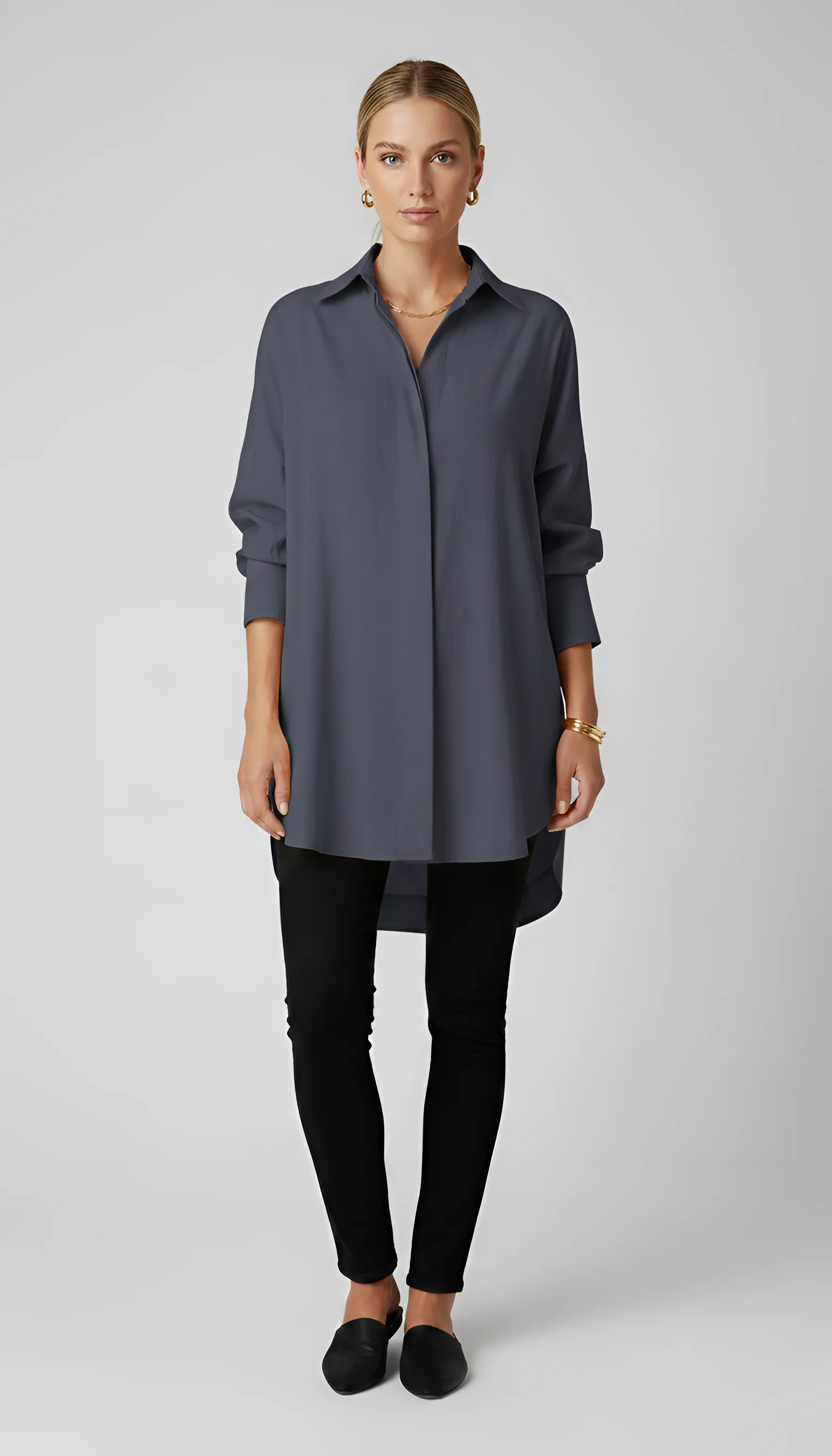 Valerios Fashion camicia donna oversize in cotone con colletto classico - Image 9