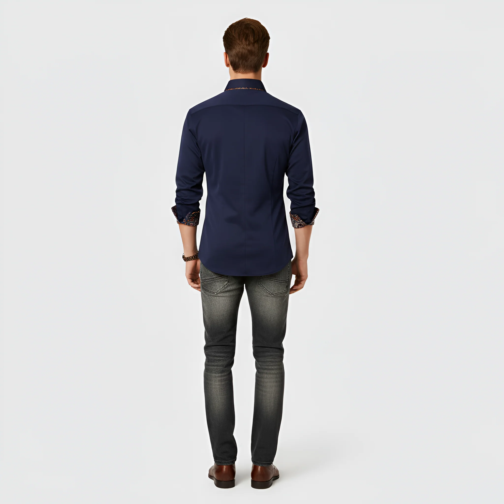Valerios Fashion camicia uomo slim fit in cotone con dettagli stampati - Image 3