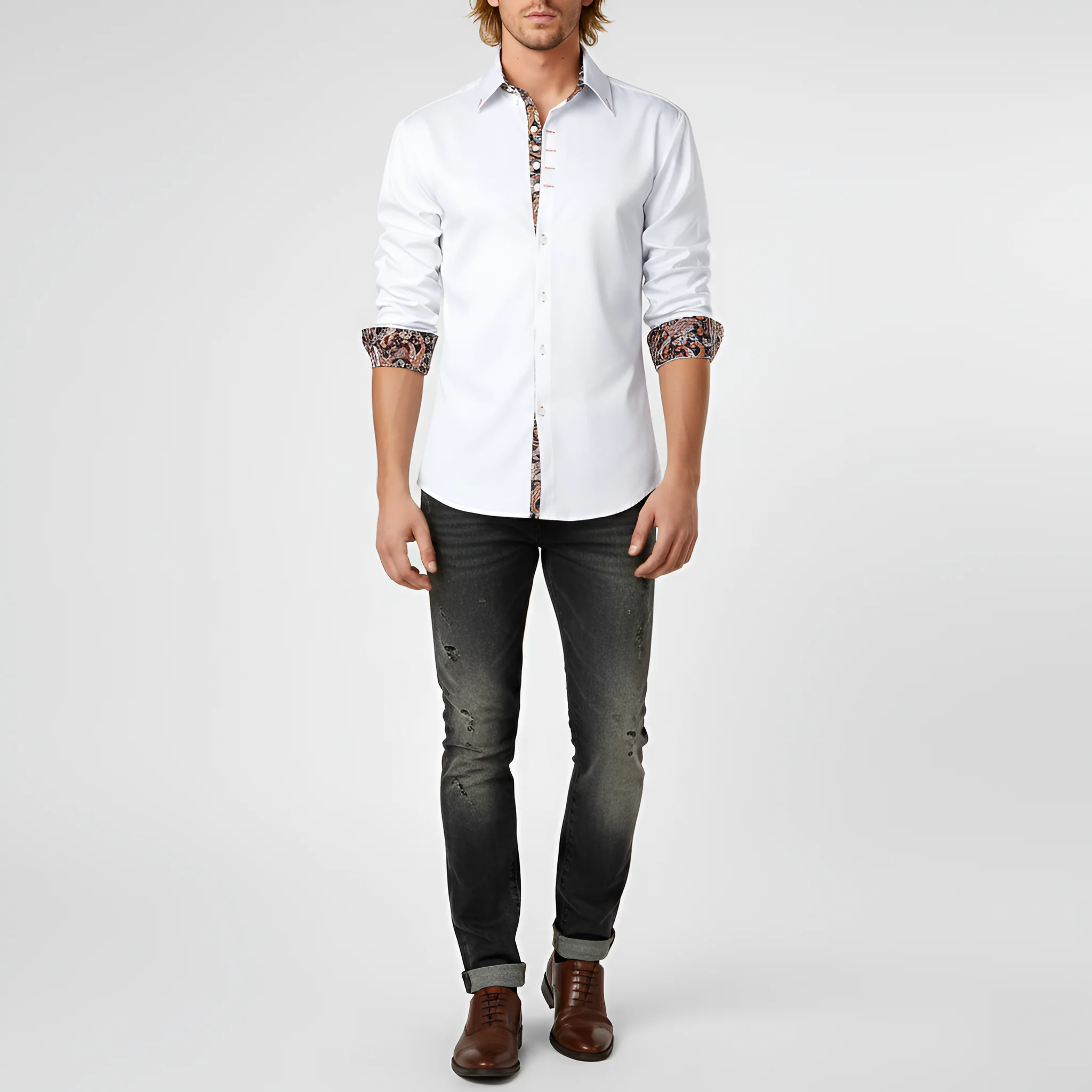 Valerios Fashion camicia uomo slim fit in cotone con dettagli stampati - Image 4