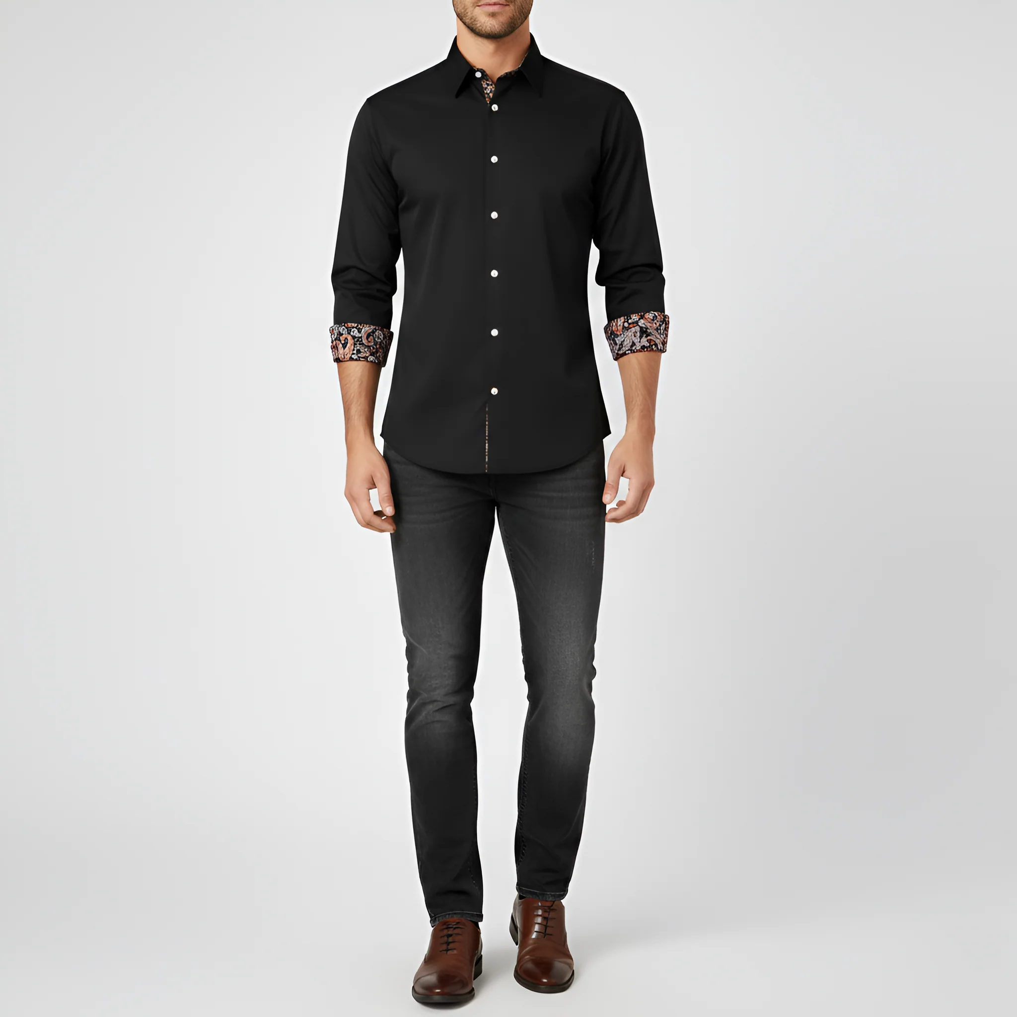 Valerios Fashion camicia uomo slim fit in cotone con dettagli stampati - Image 6