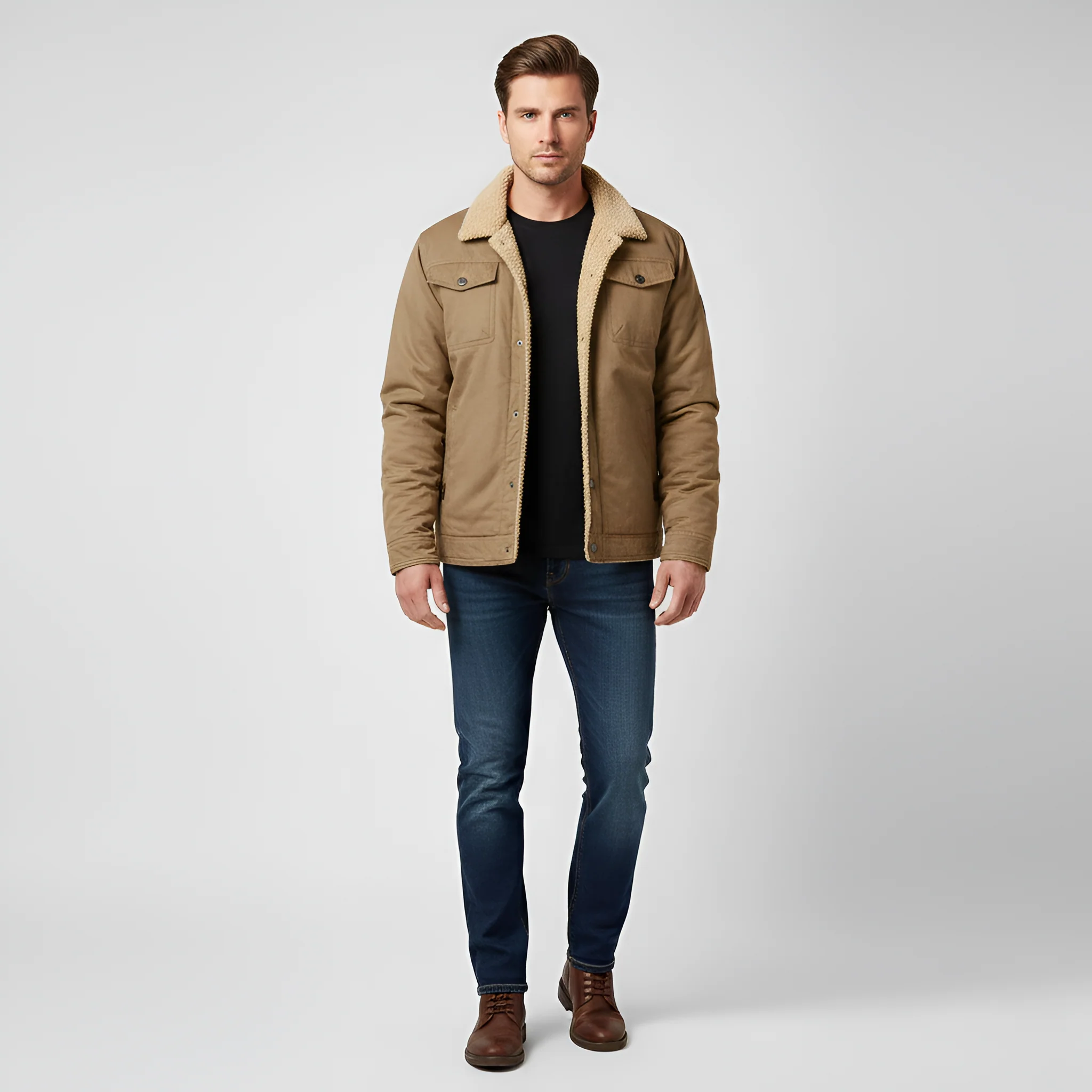 Valerios Fashion giacca invernale uomo foderata peluche antivento - Image 5