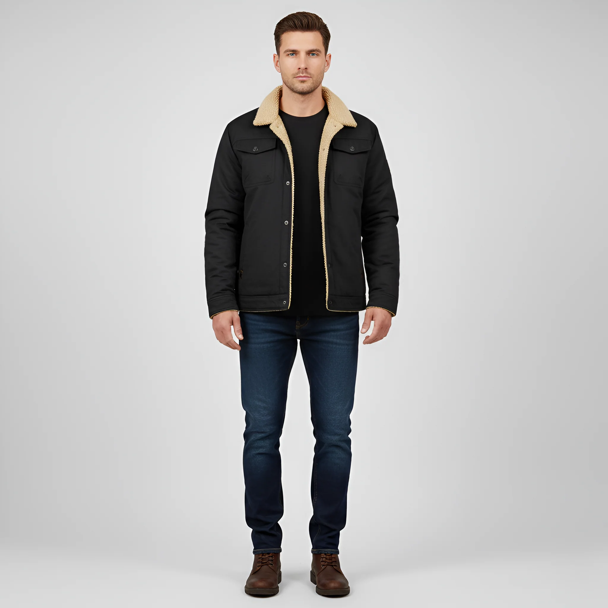 Valerios Fashion giacca invernale uomo foderata peluche antivento - Image 6