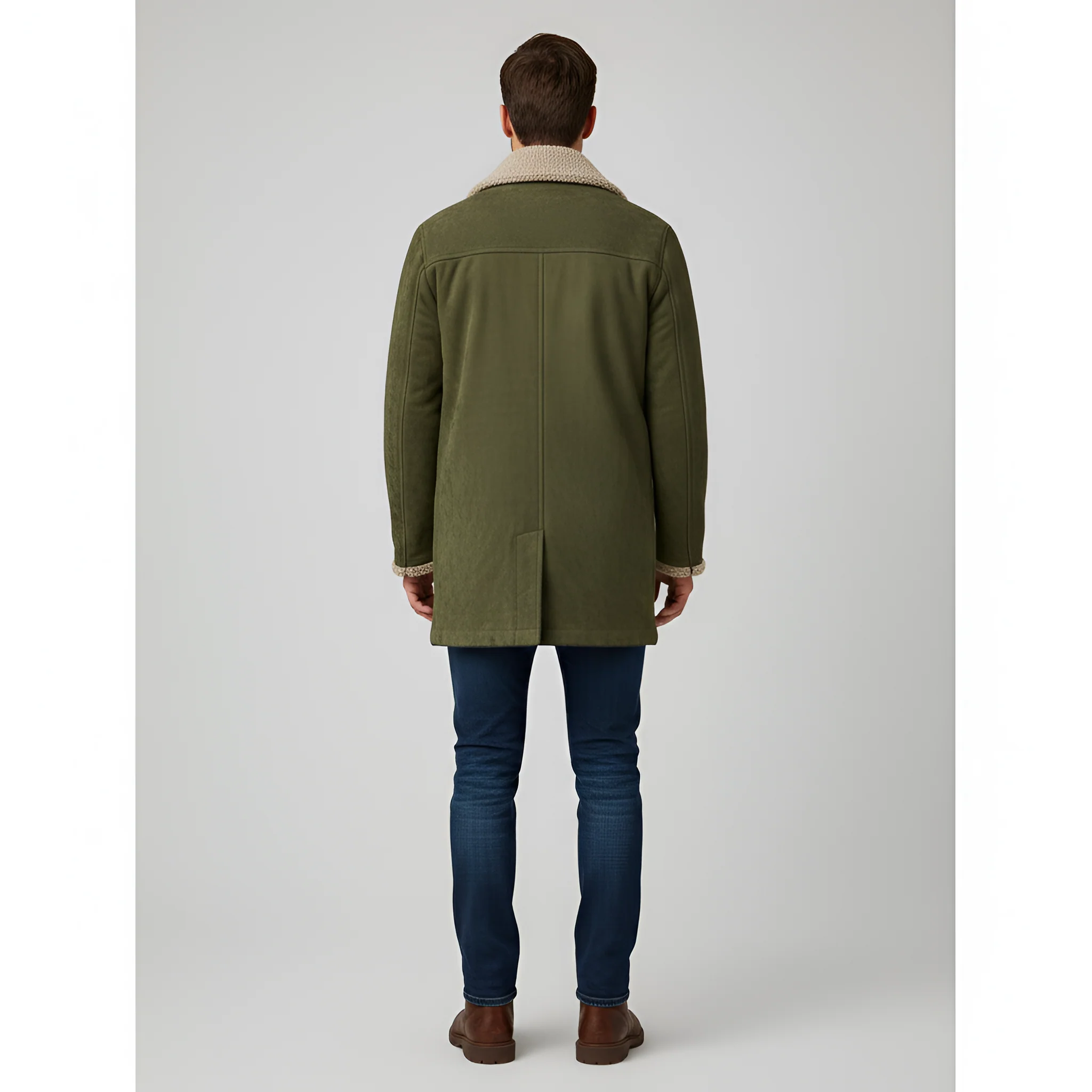 Valerios Fashion giacca uomo foderata in pile con colletto shearling e bottoni - Image 6
