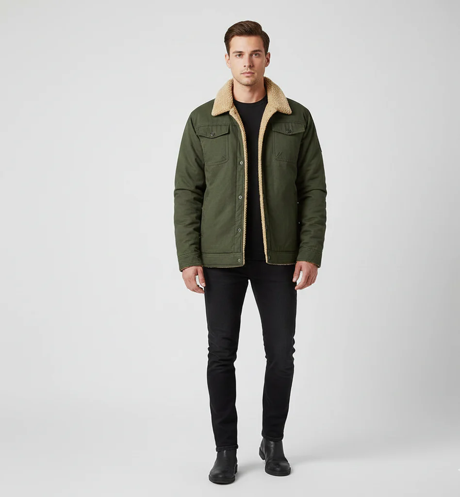 Valerios Fashion giacca uomo invernale imbottita con colletto teddy casual - Image 5