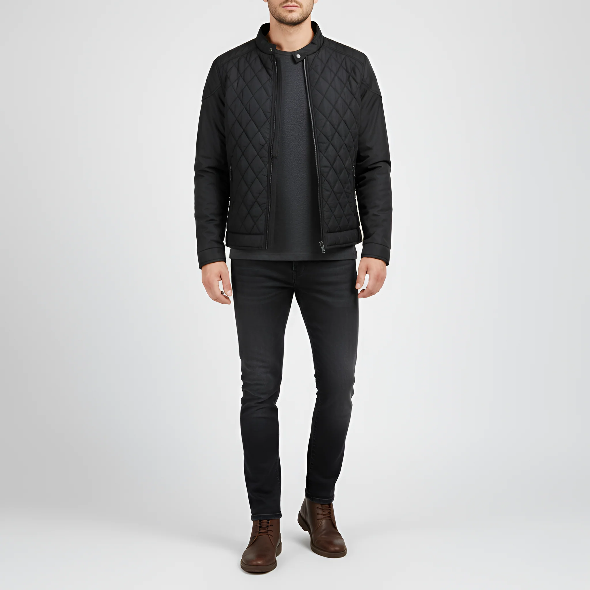 Valerios Fashion Giacca Uomo Trapuntata con Zip e Collo Alto Casual Invernale - Image 4