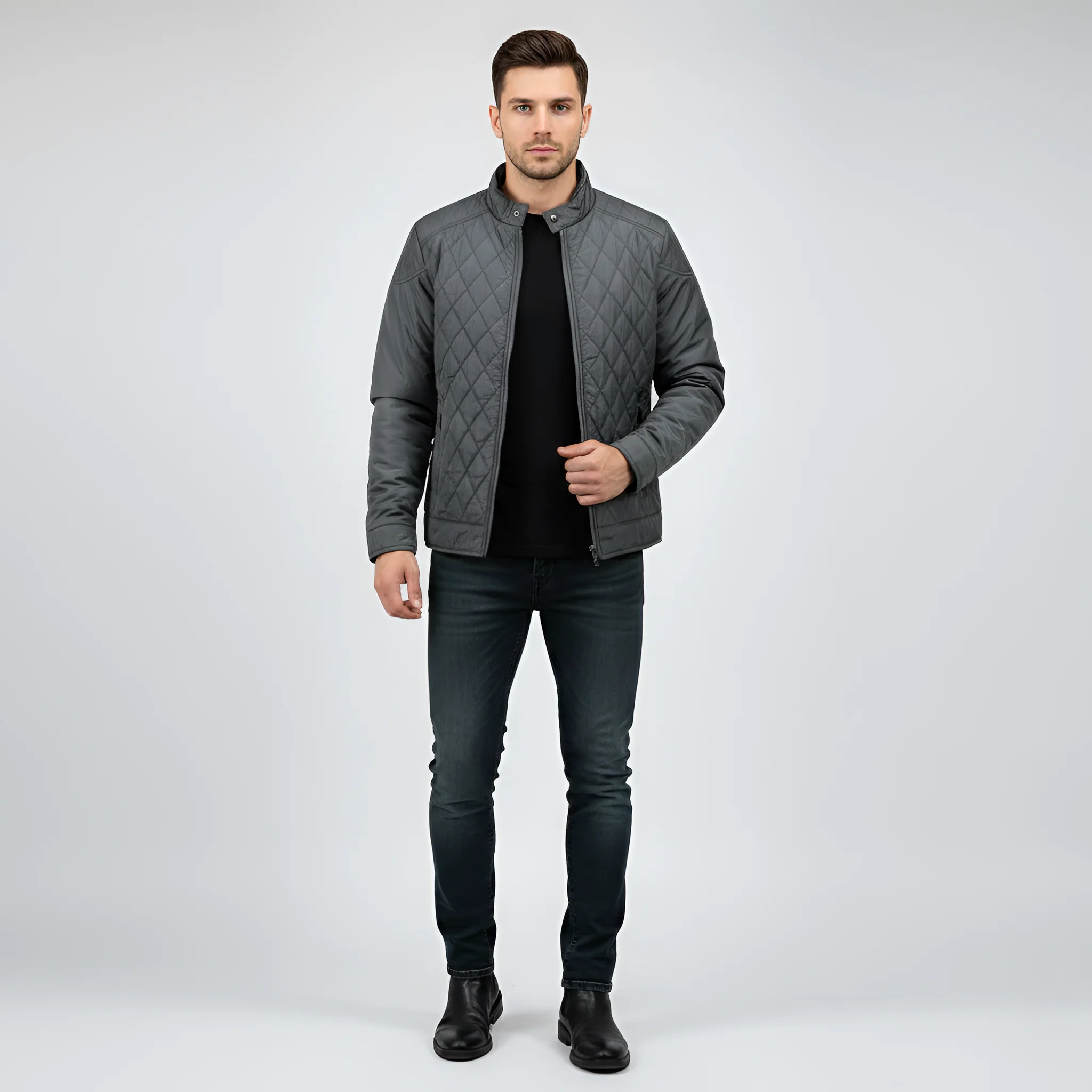 Valerios Fashion Giacca Uomo Trapuntata con Zip e Collo Alto Casual Invernale - Image 5
