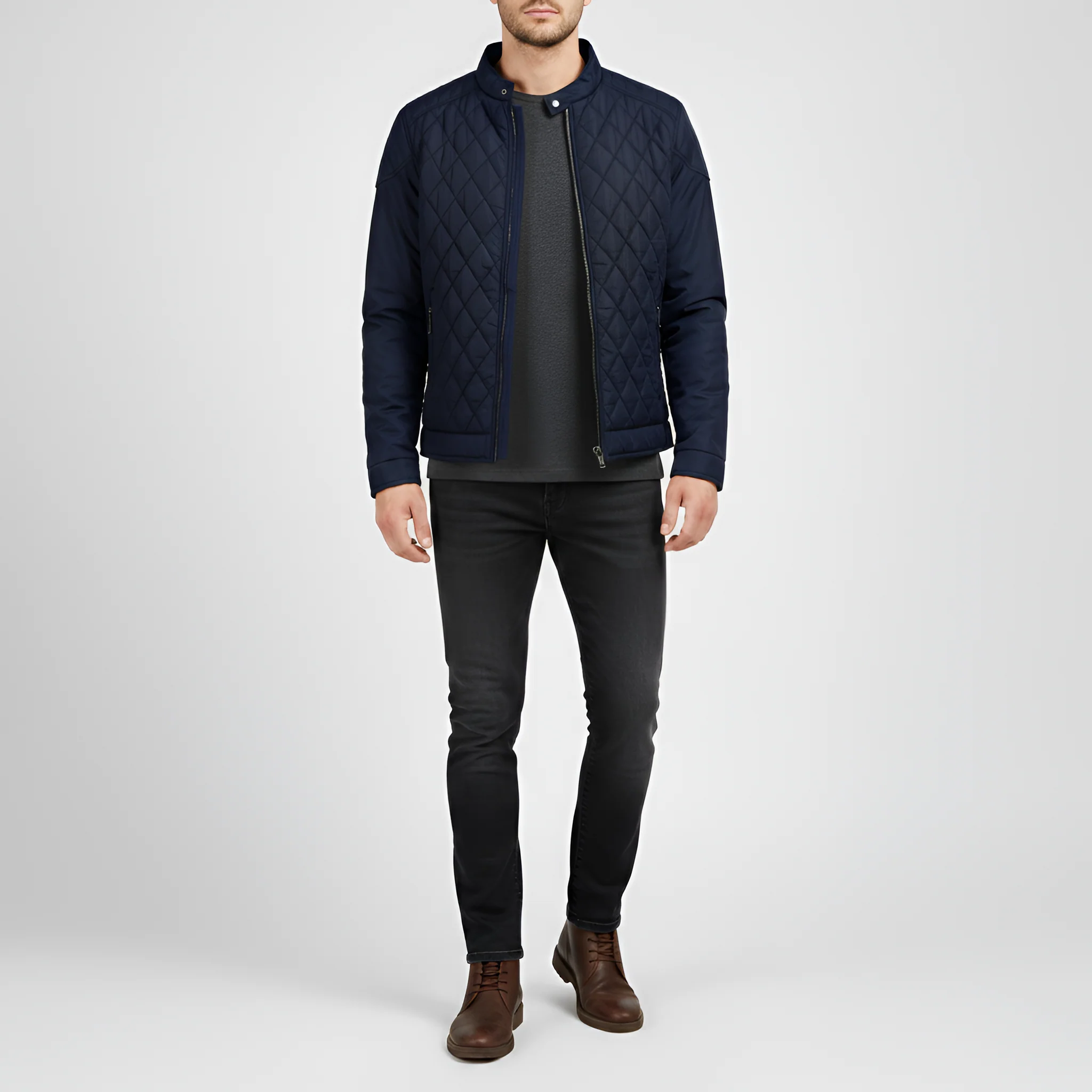 Valerios Fashion Giacca Uomo Trapuntata con Zip e Collo Alto Casual Invernale - Image 6