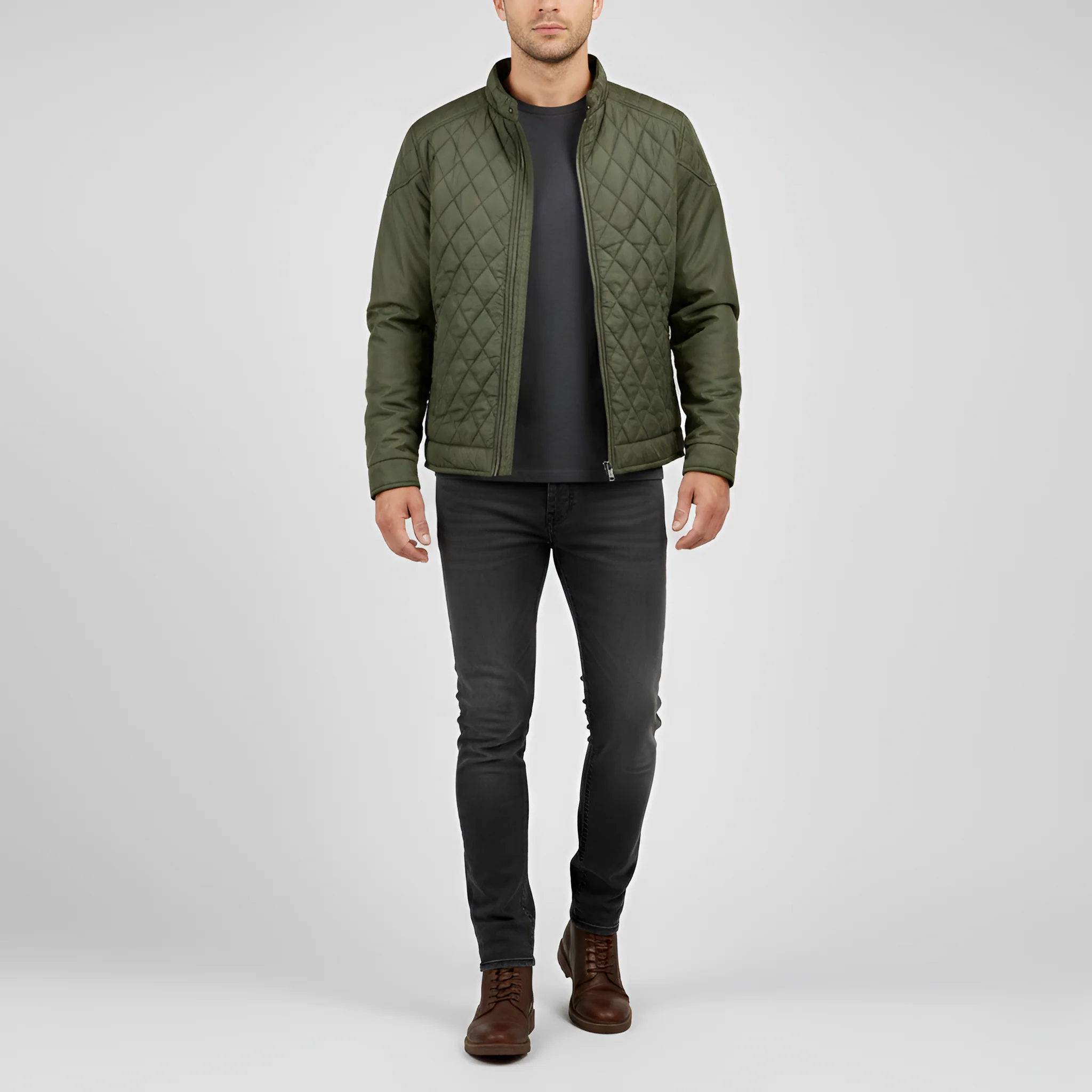 Valerios Fashion Giacca Uomo Trapuntata con Zip e Collo Alto Casual Invernale - Image 7