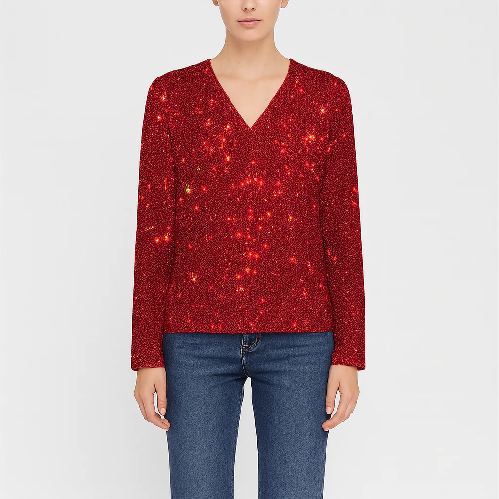 Valerios Fashion maglia donna glitter maniche lunghe - Image 5